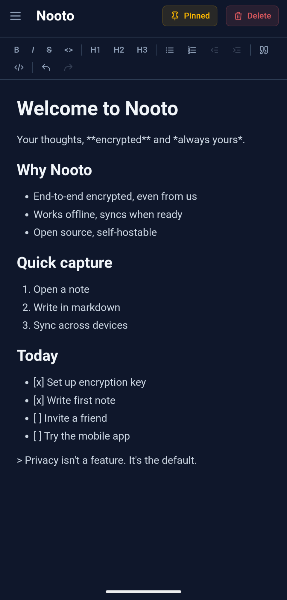 Screenshot of Nooto