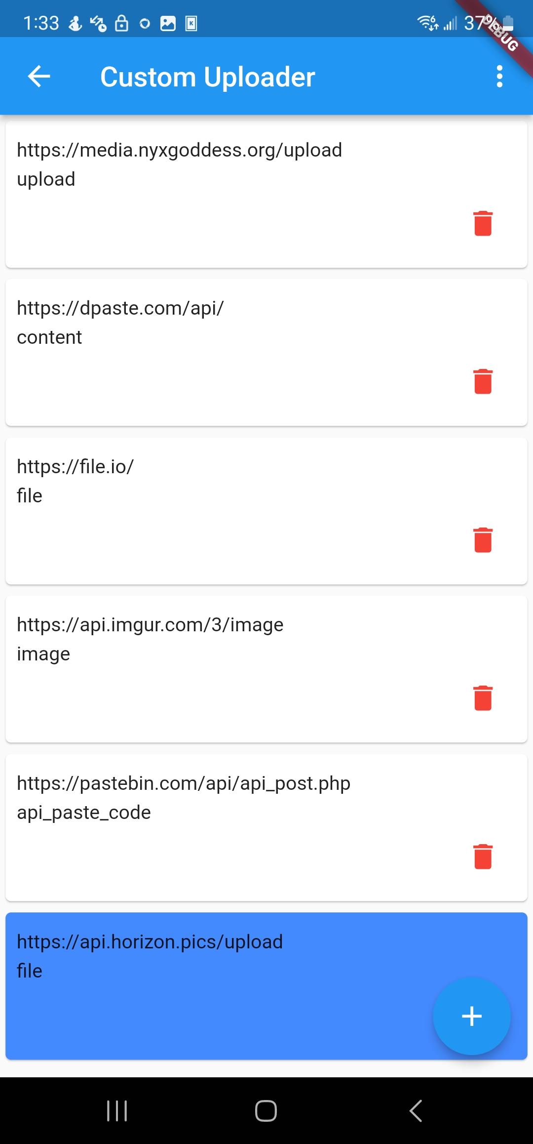 Screenshot of Custom Uploader