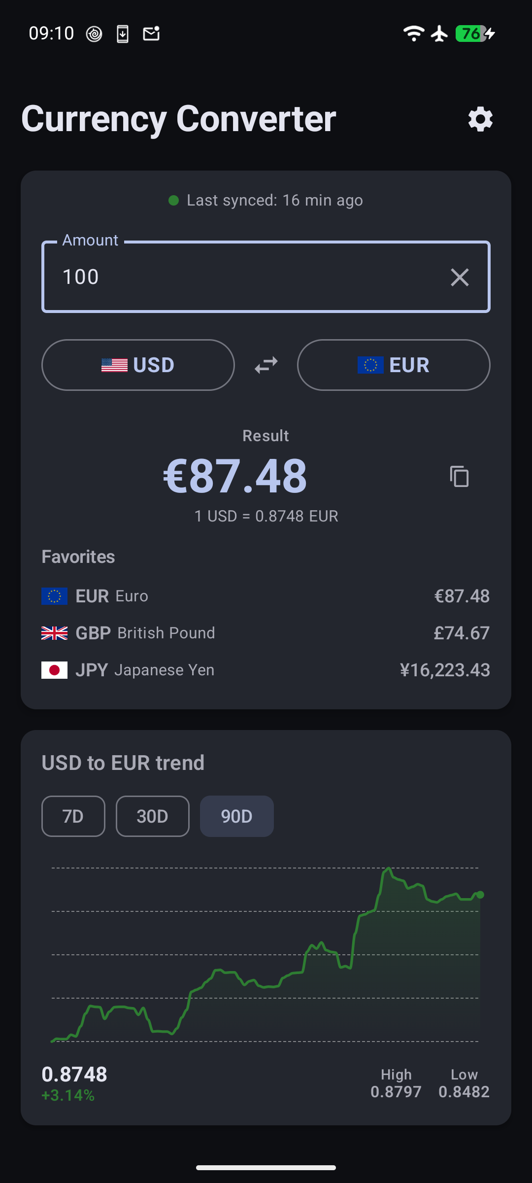 Screenshot of Offline Currency Converter