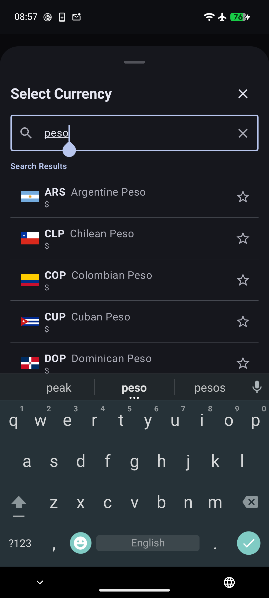 Screenshot of Offline Currency Converter