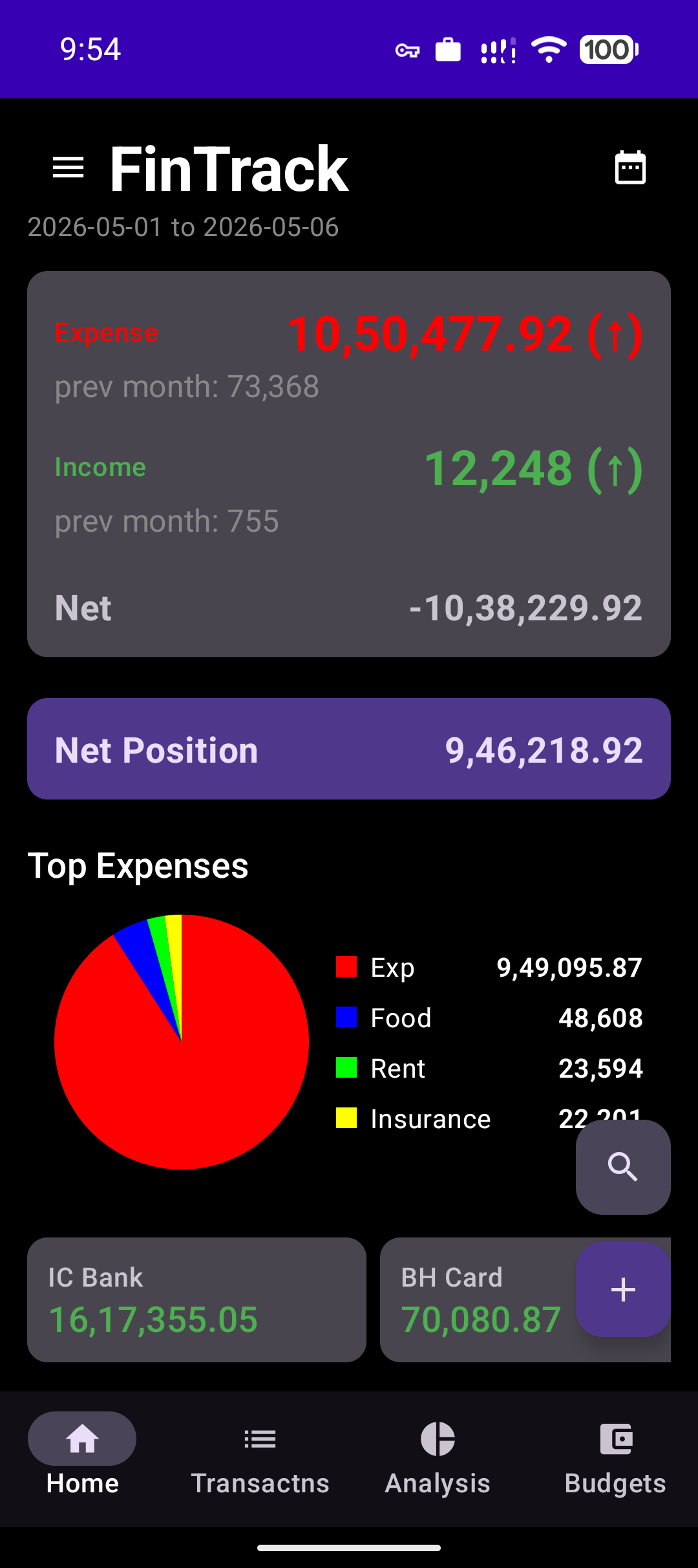 Screenshot of FinTrack - Expense, Money & Finance manager