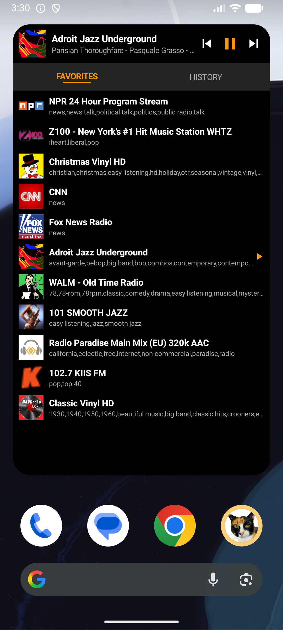 Screenshot of AMARadio