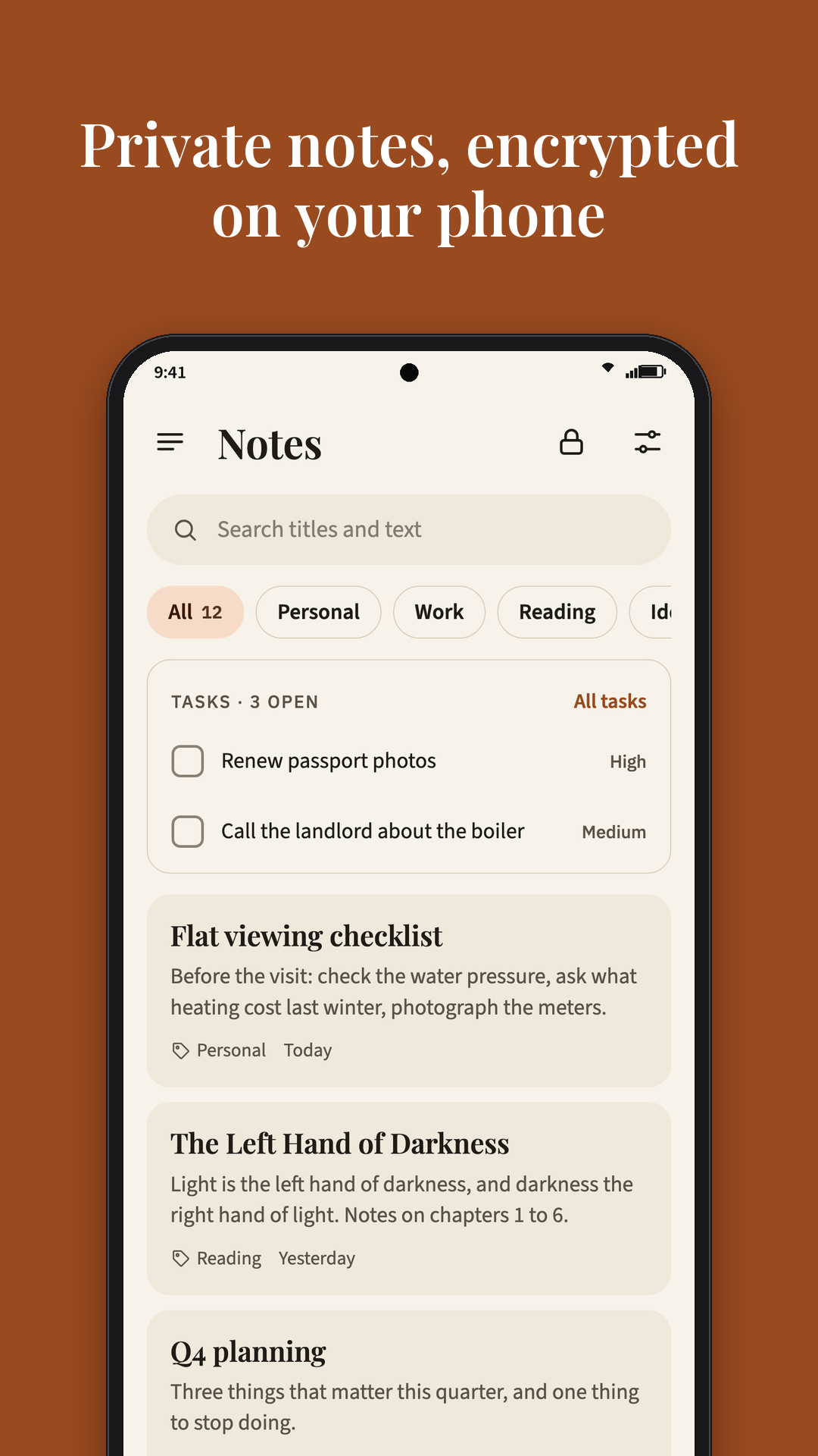 Screenshot of Encly: Encrypted Offline Notes