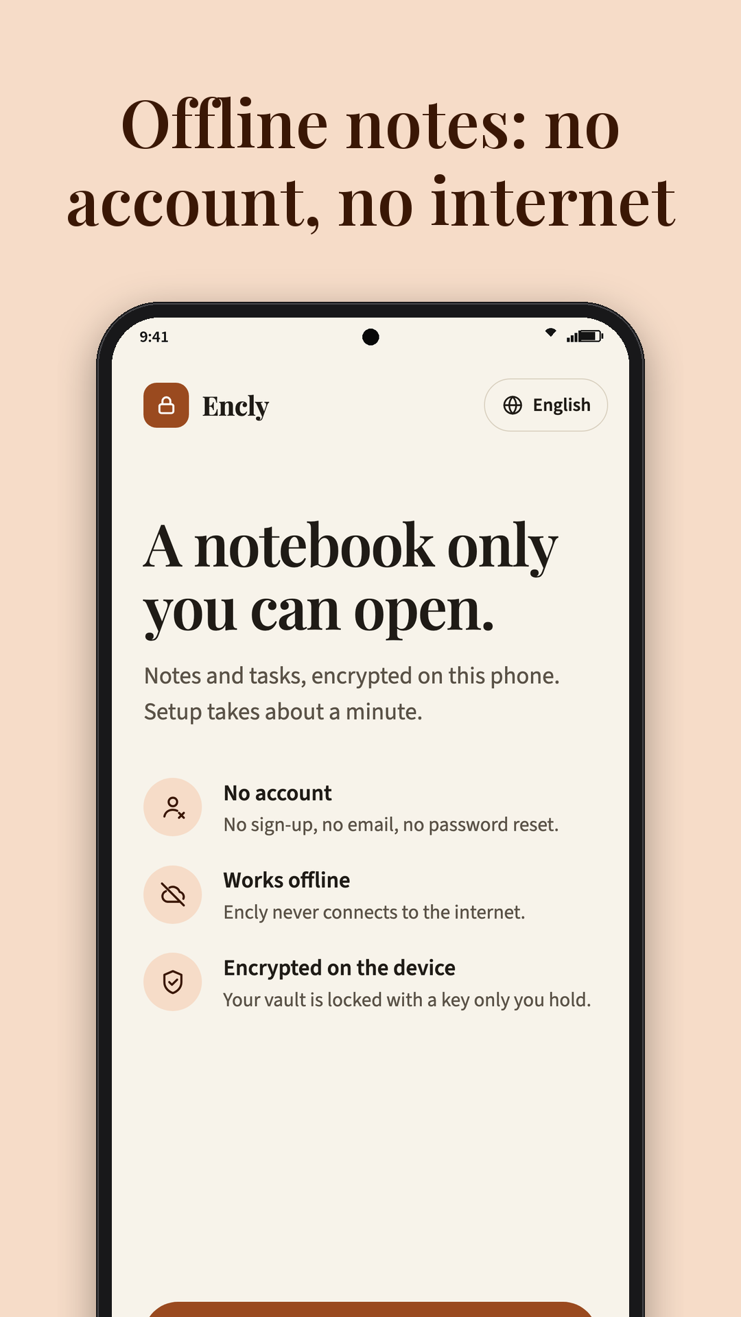 Screenshot of Encly: Encrypted Offline Notes
