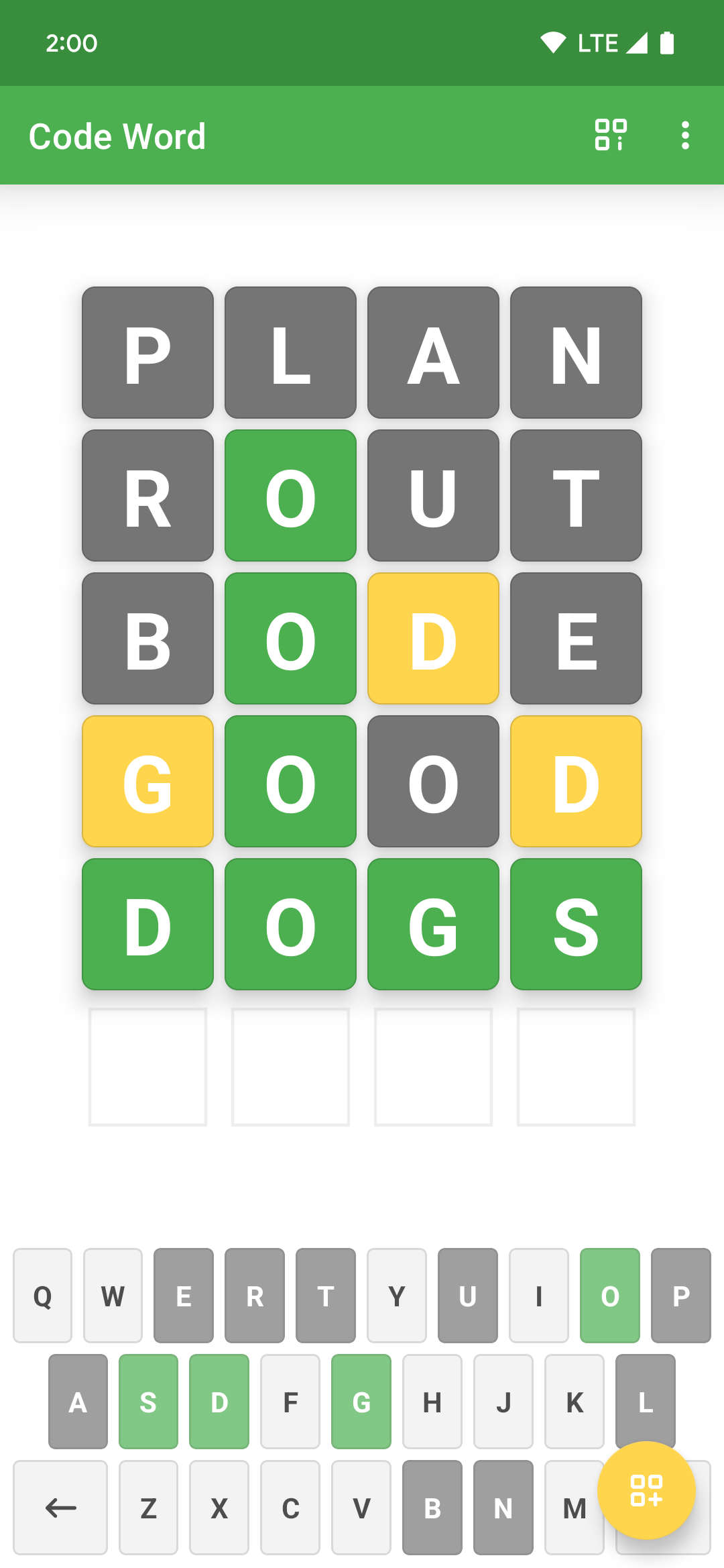 Screenshot of Code Word