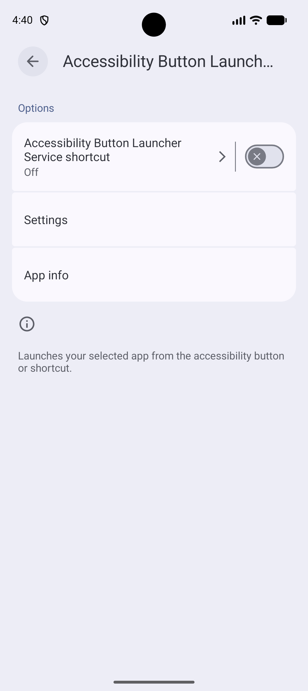 Screenshot of Accessibility Button Launcher