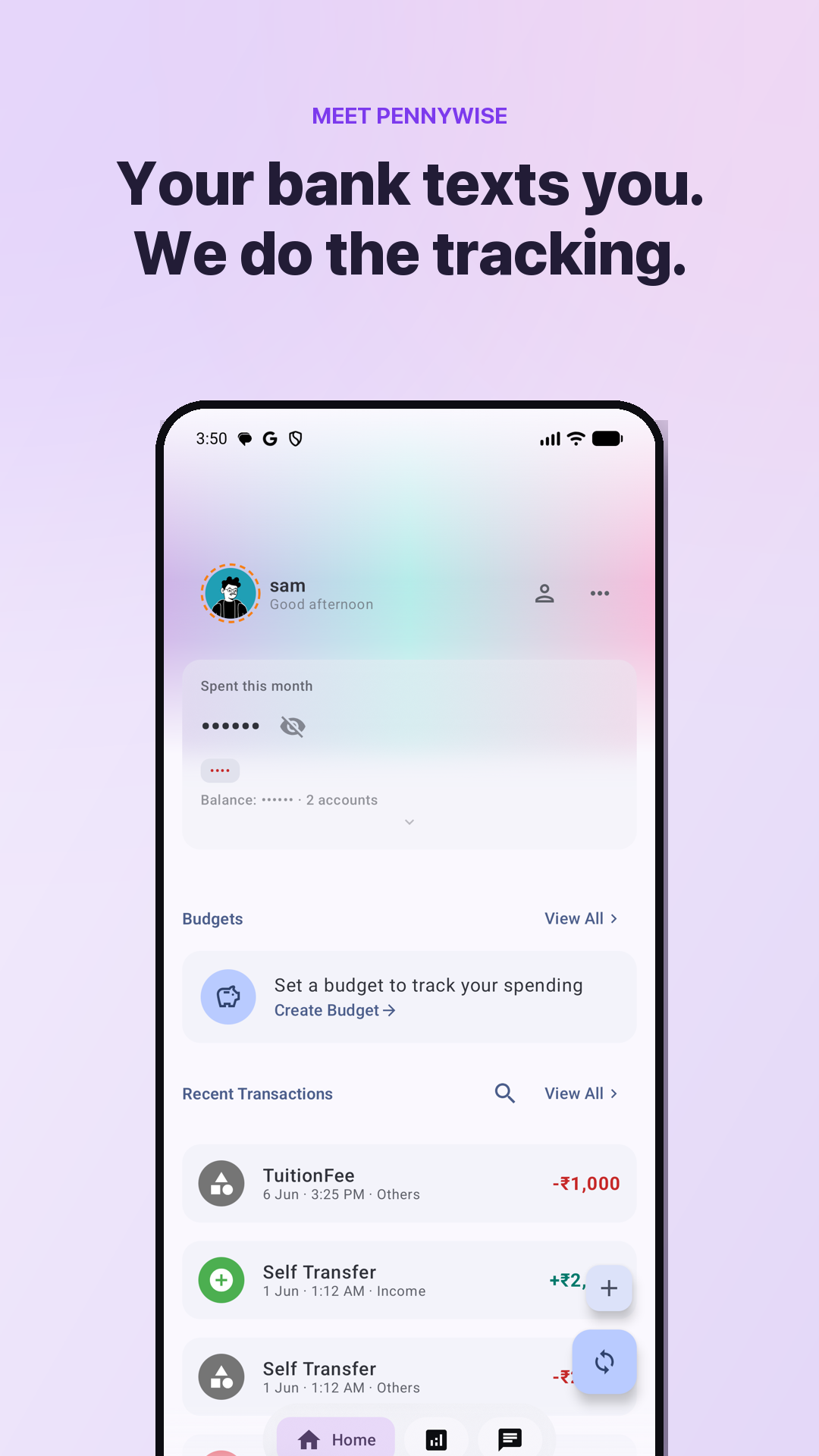 Screenshot of PennyWise AI - Expense Tracker