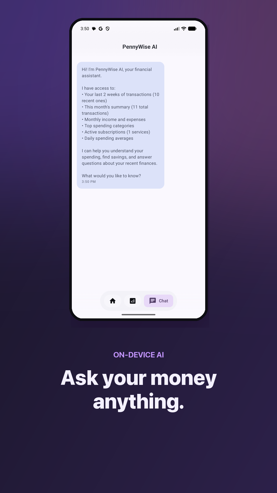 Screenshot of PennyWise AI - Expense Tracker