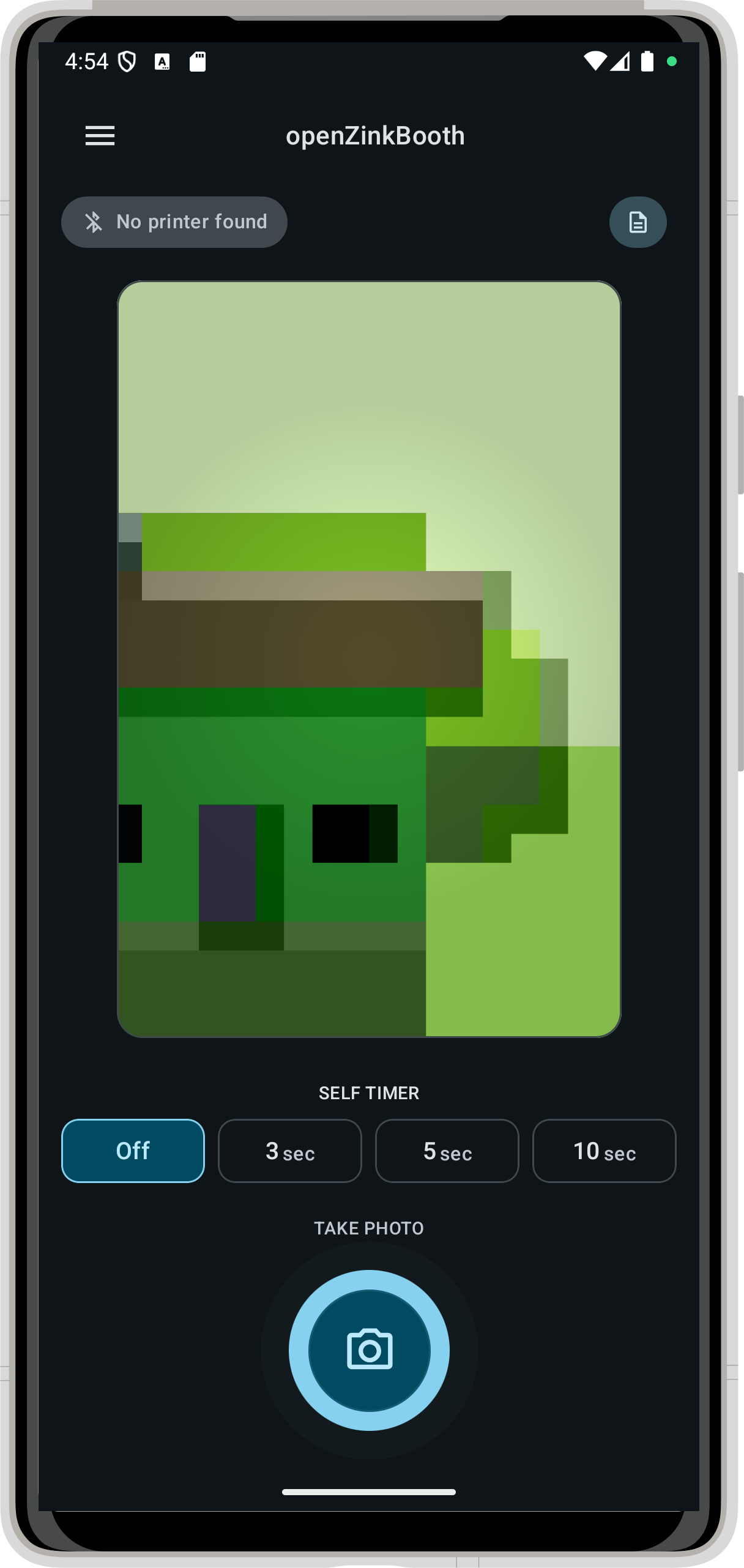 Screenshot of openZinkBooth