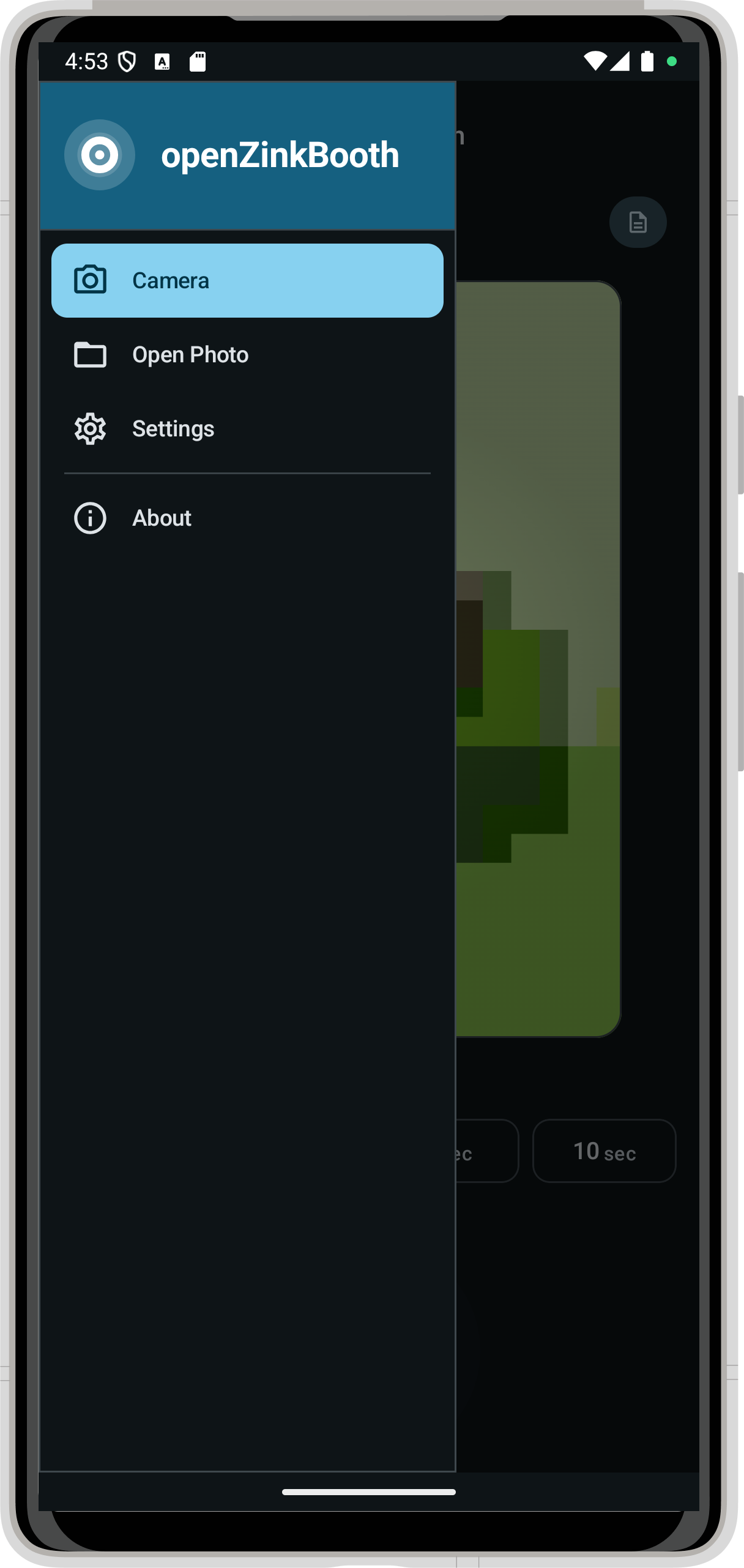 Screenshot of openZinkBooth