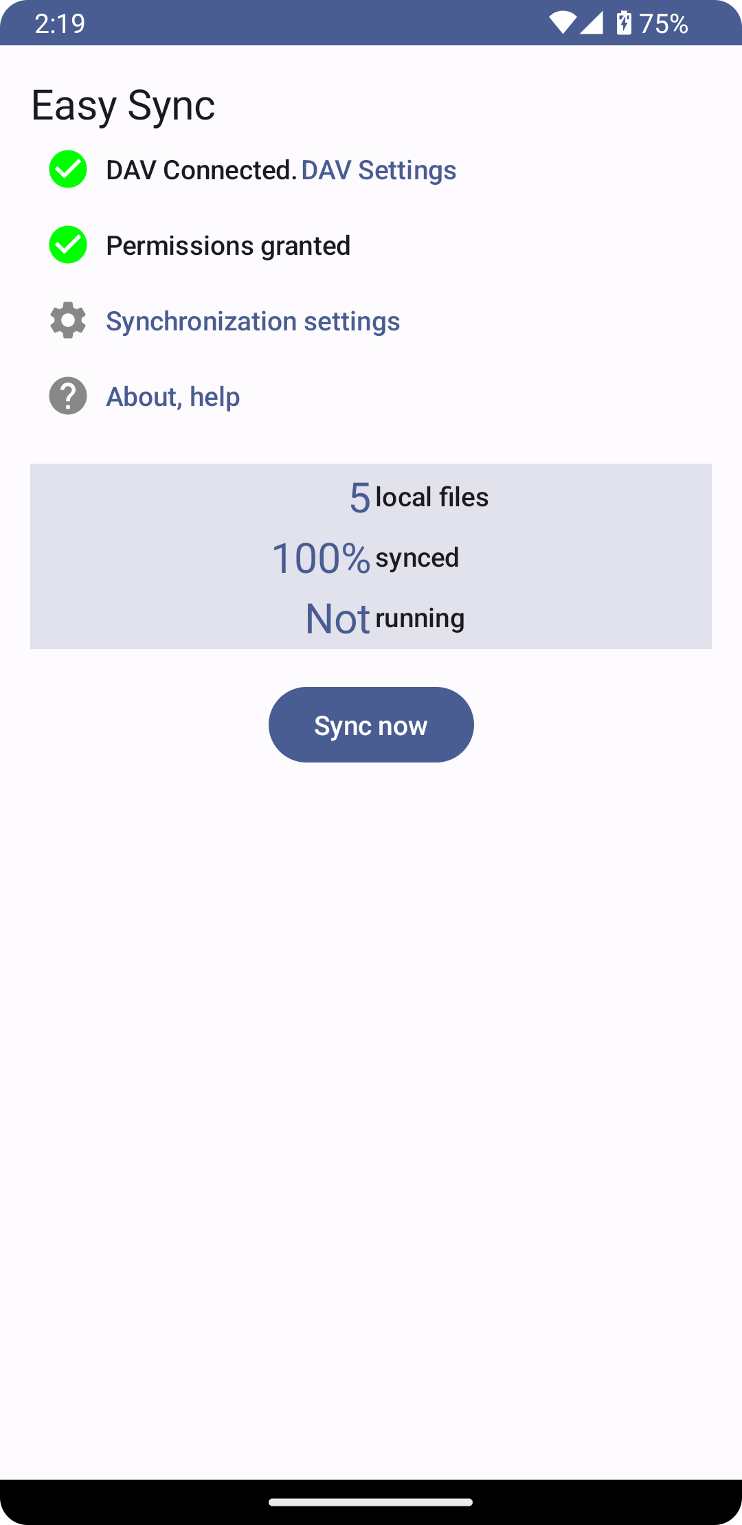 Screenshot of EasySync