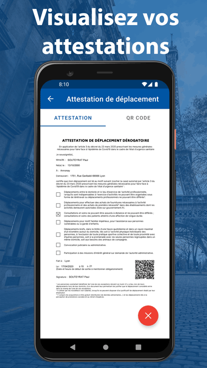 Screenshot of Travel certificate