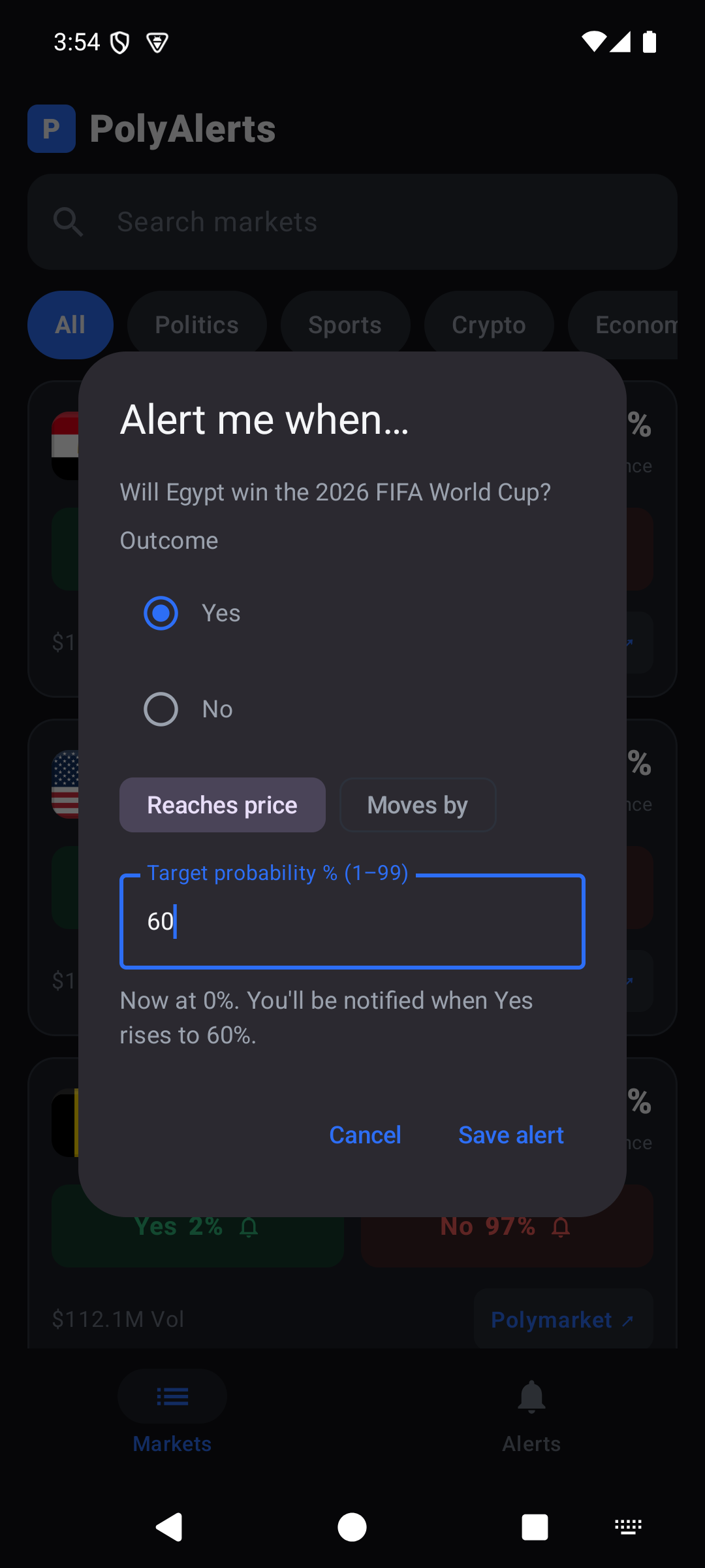Screenshot of PolyAlerts