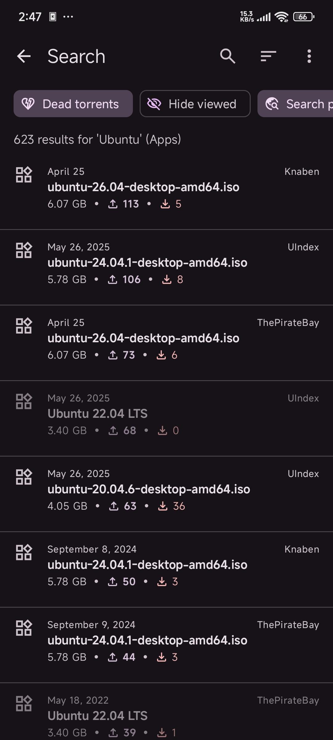 Screenshot of Torrent Search