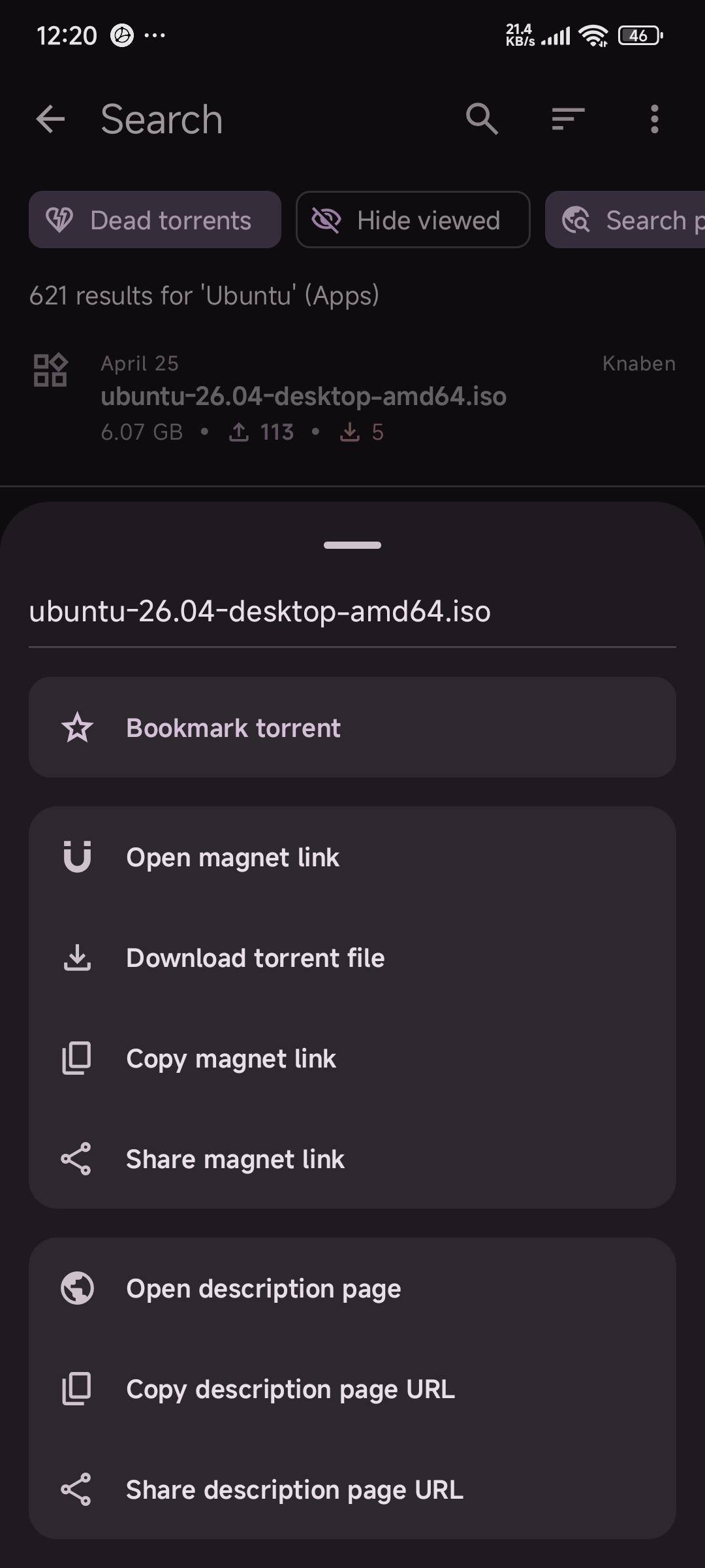 Screenshot of Torrent Search