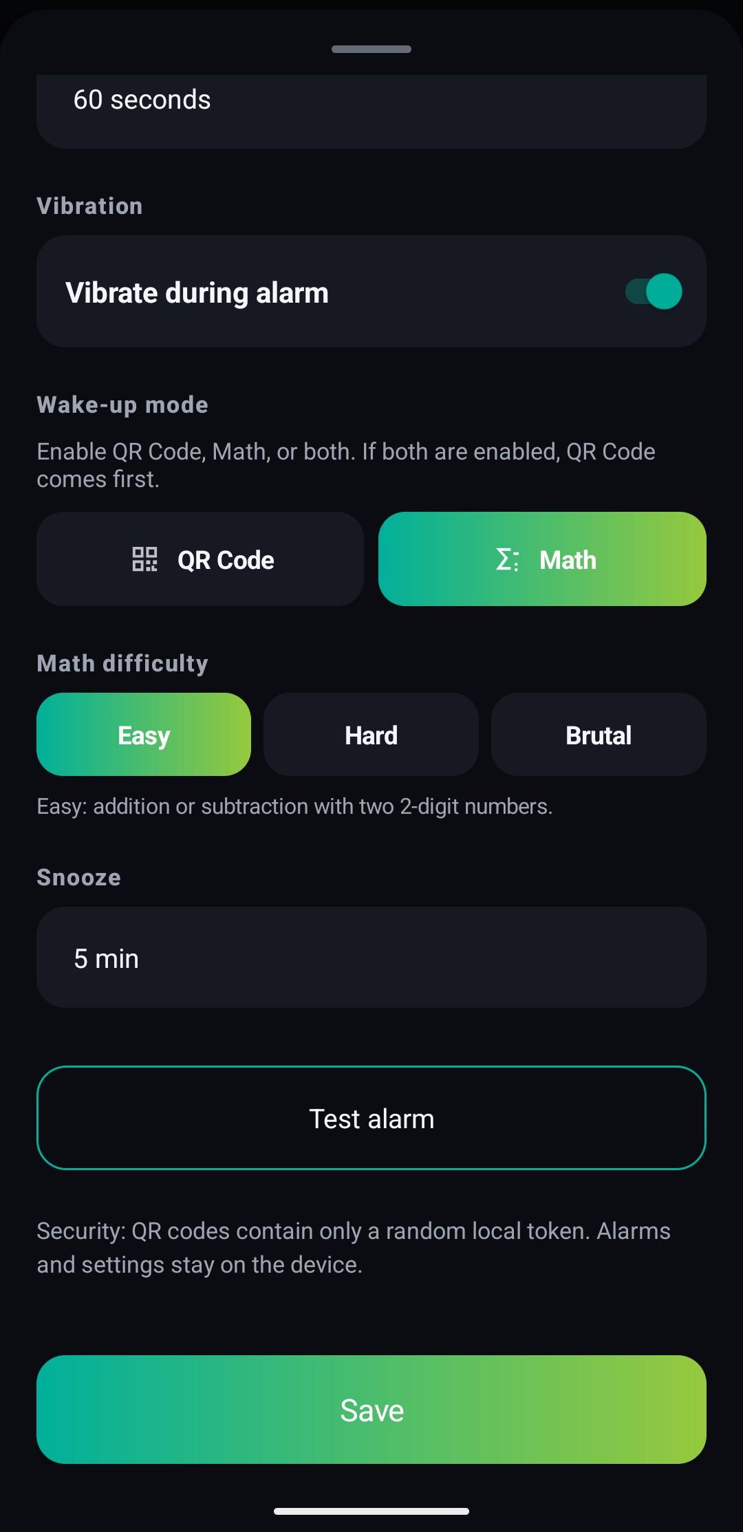 Screenshot of NoChoice Alarm