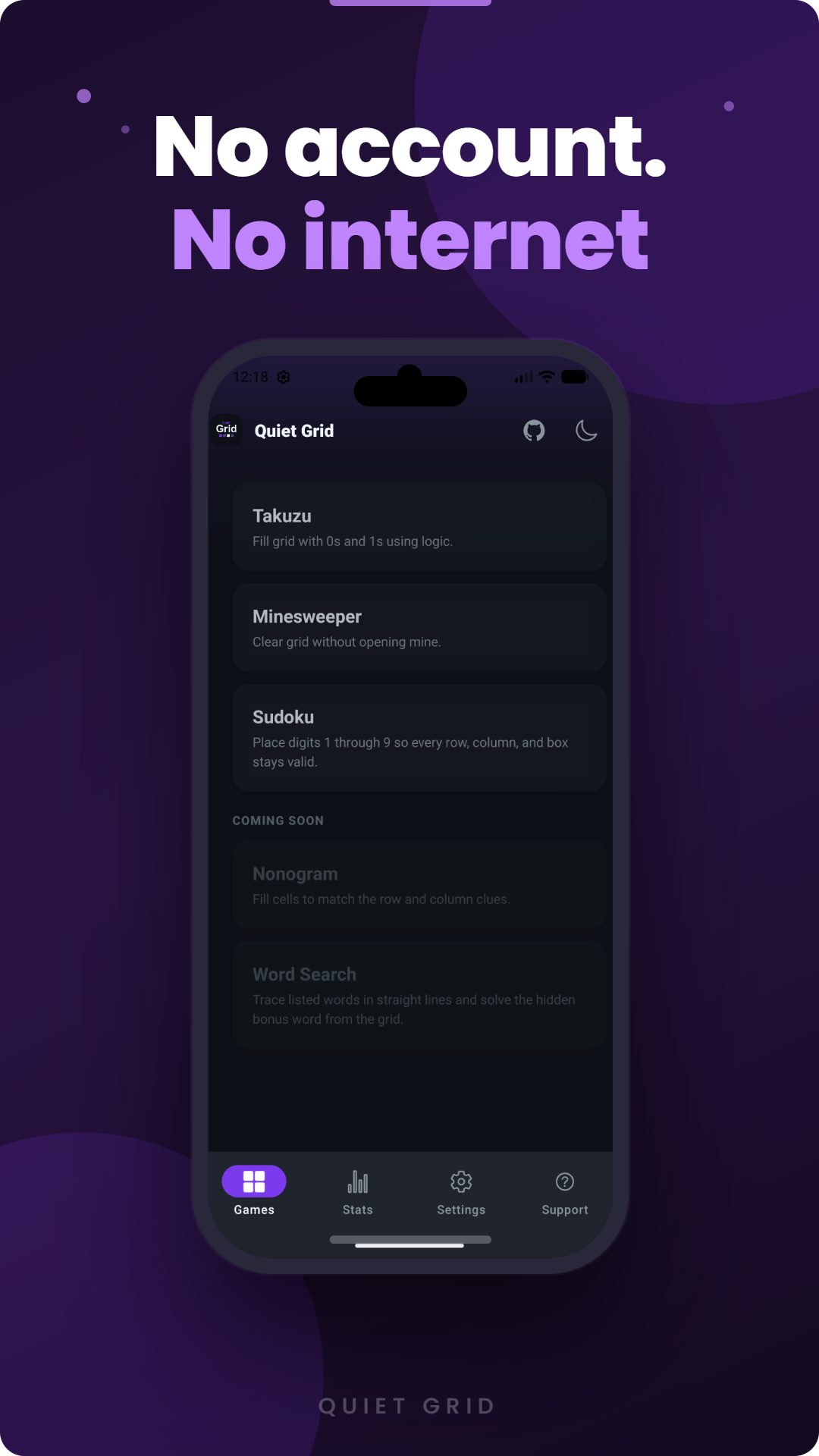 Screenshot of Quiet Grid