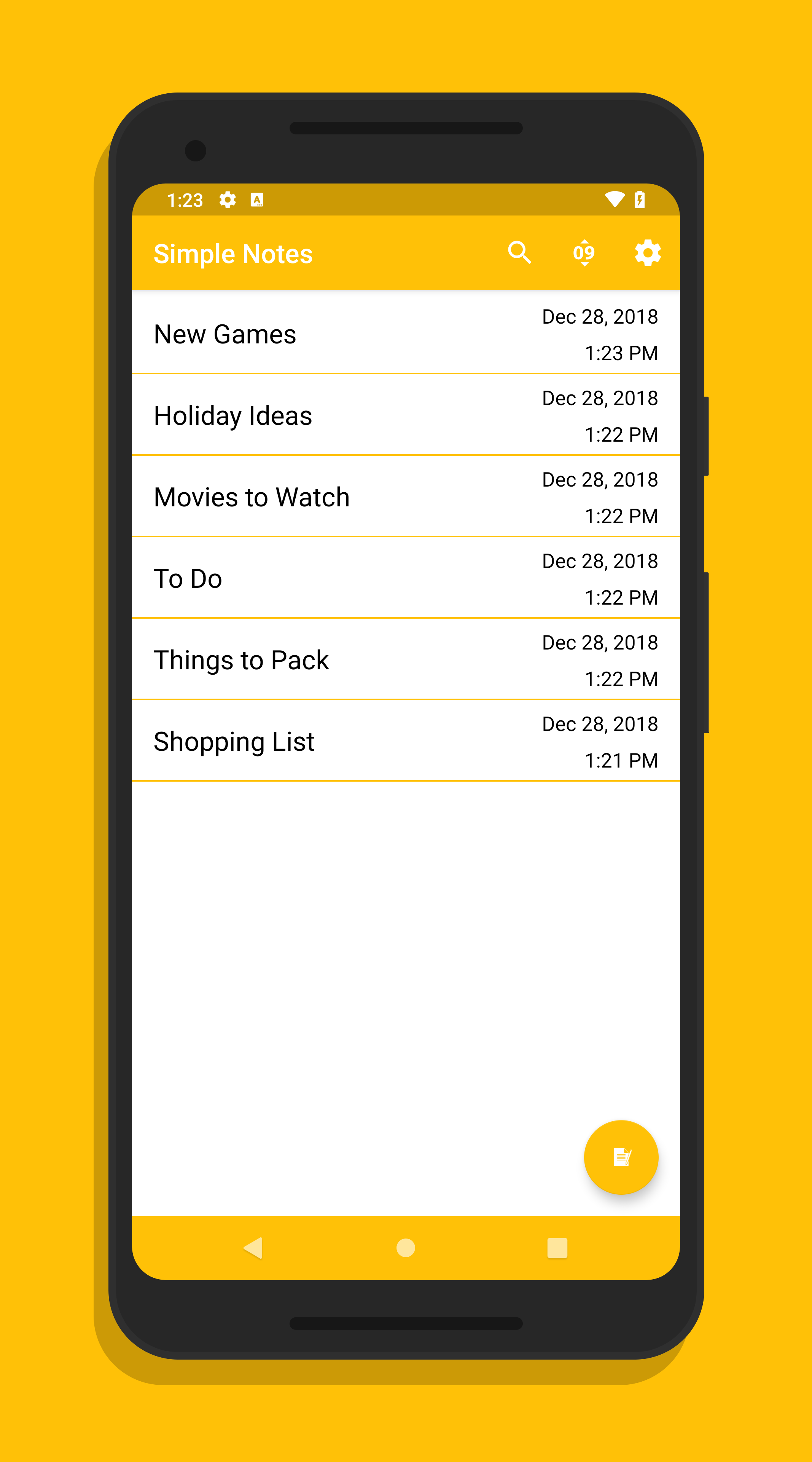 Screenshot of Simple Material Notes