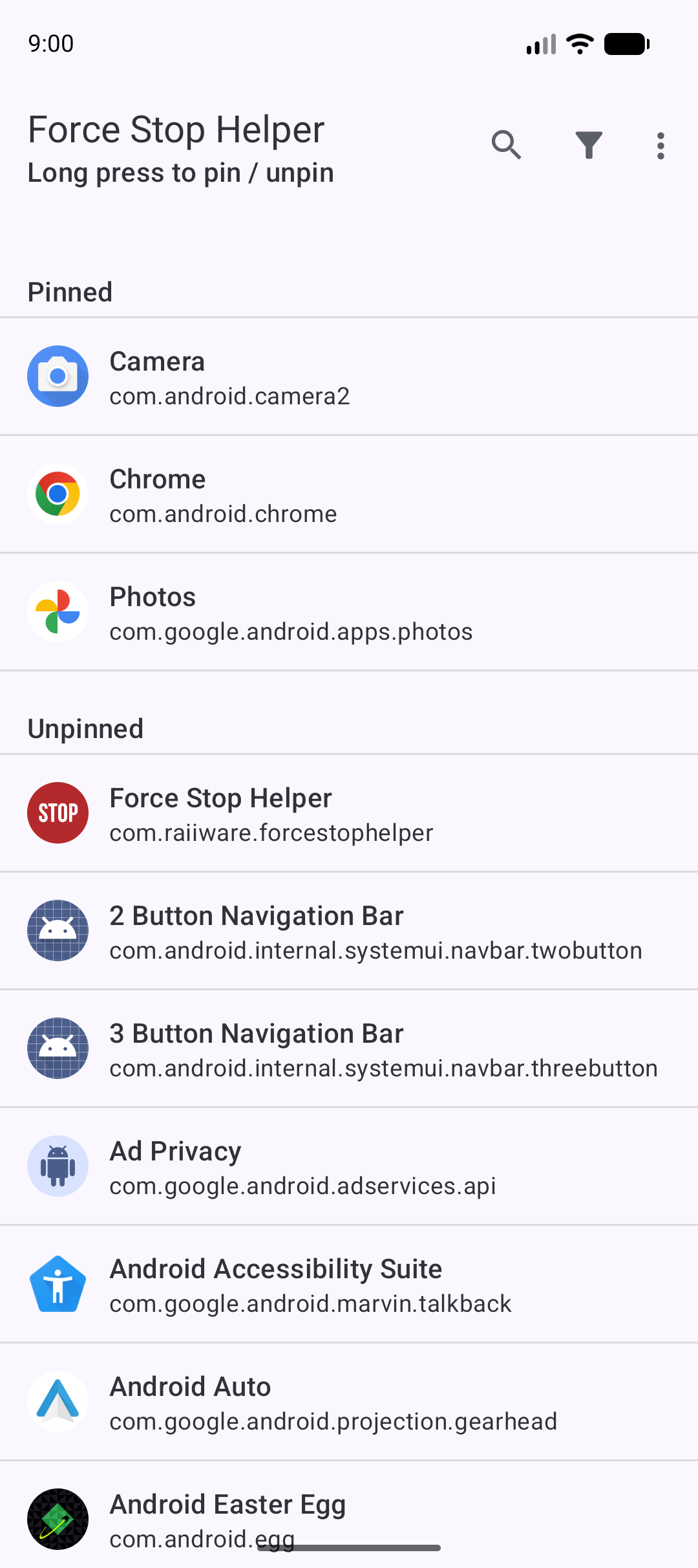 Screenshot of Force Stop Helper