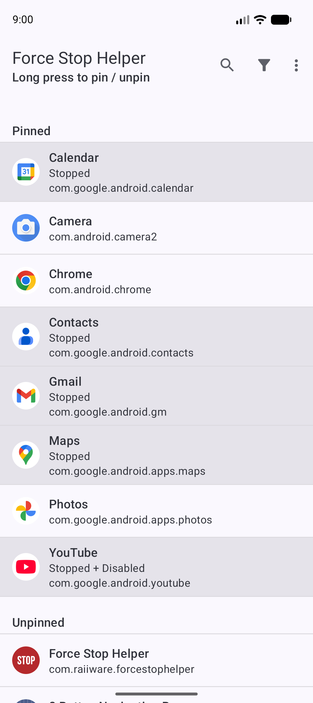 Screenshot of Force Stop Helper