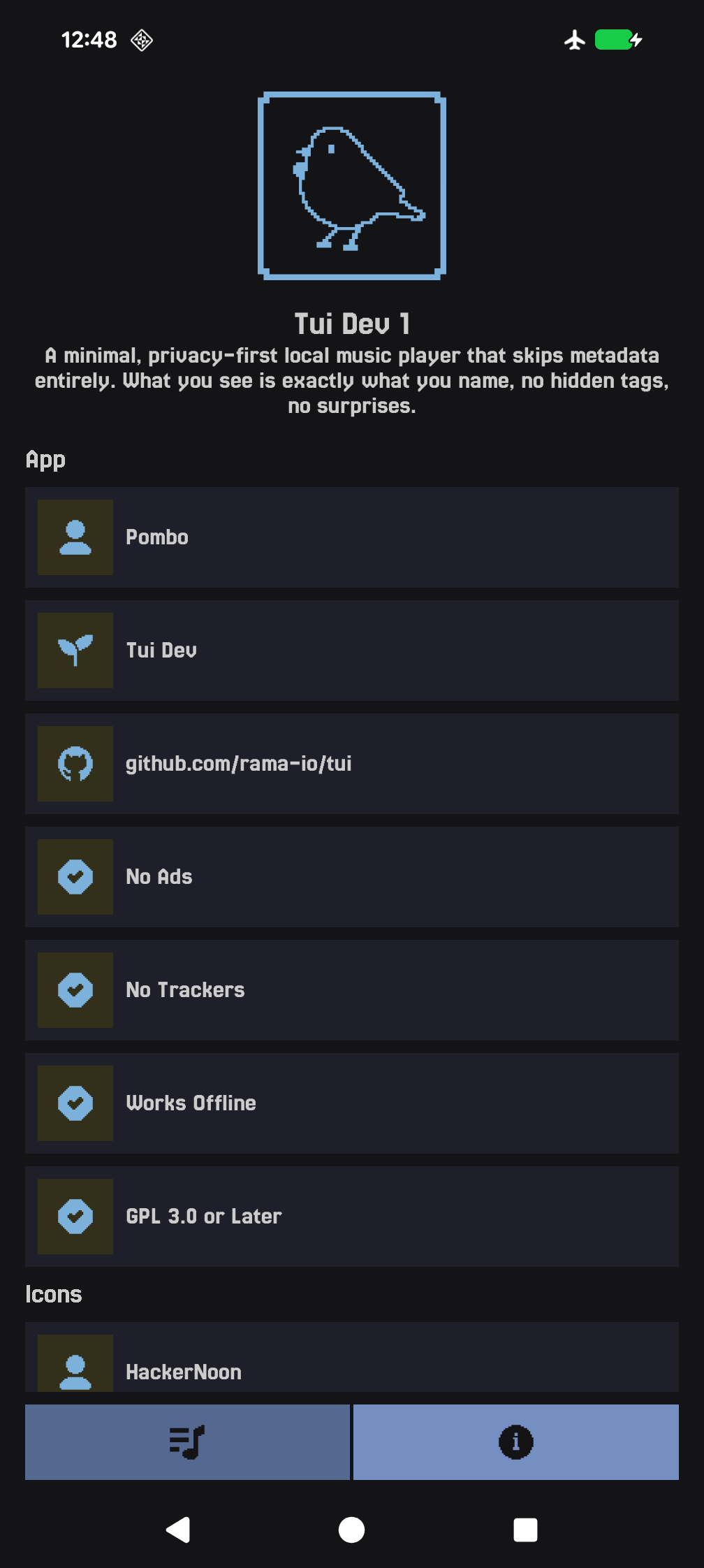 Screenshot of Tūī
