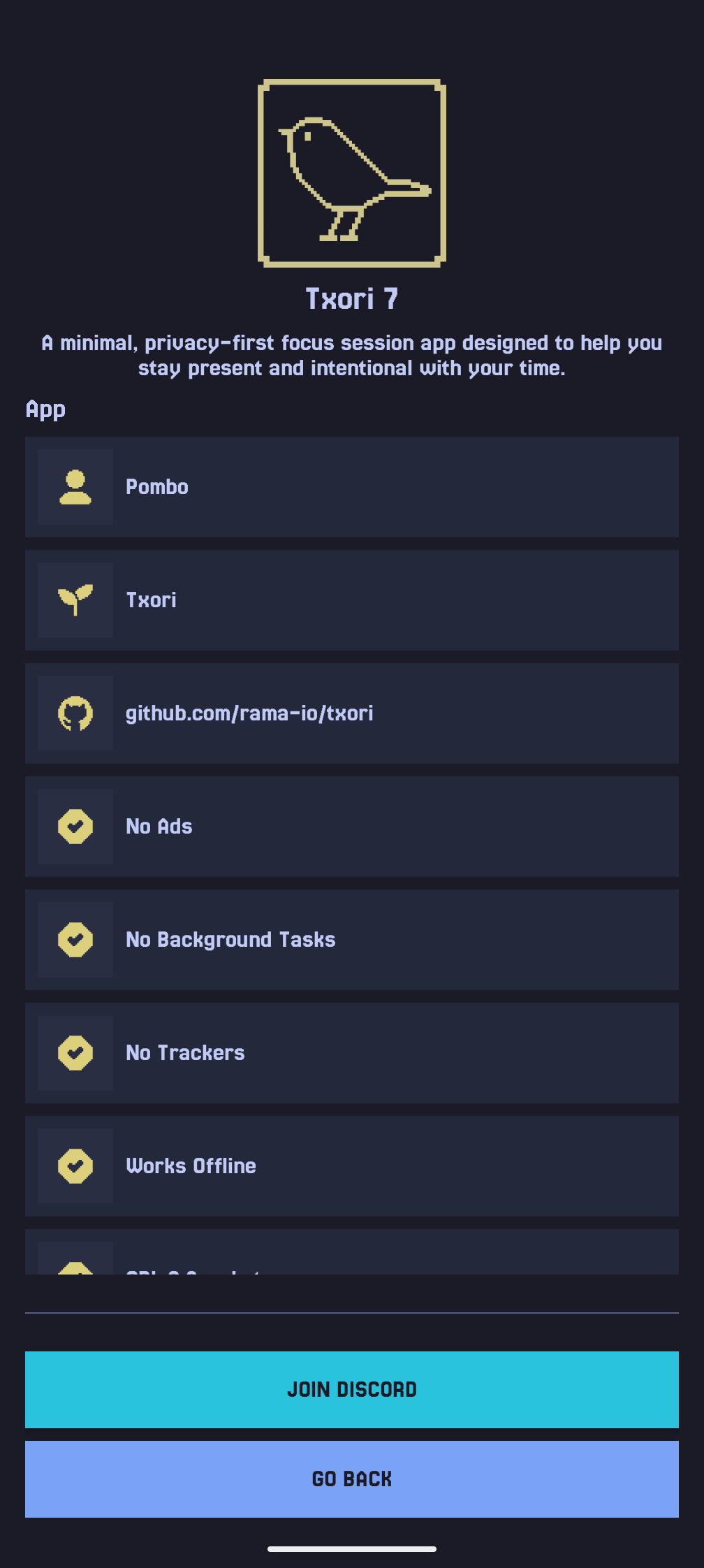 Screenshot of Txori