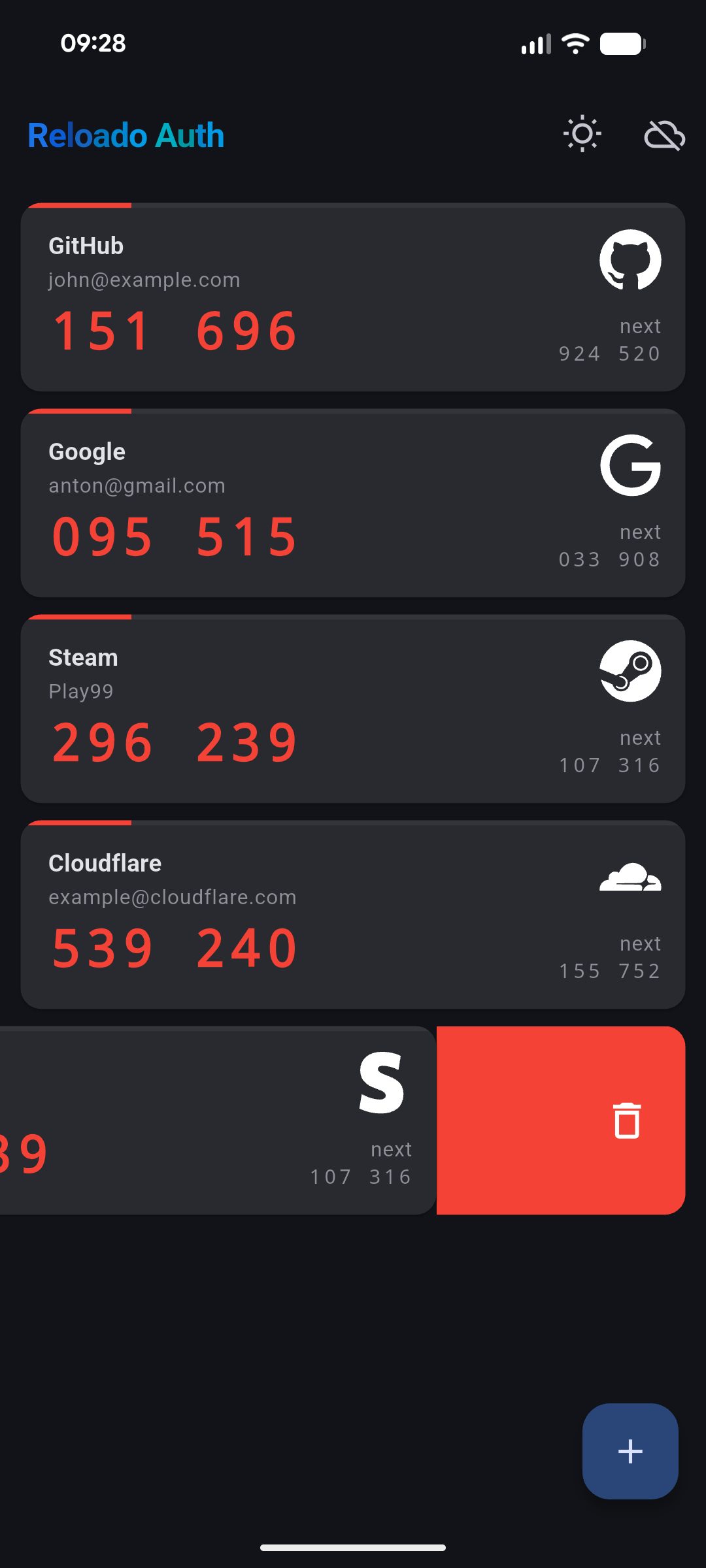 Screenshot of Reloado Auth - 2FA Authenticator