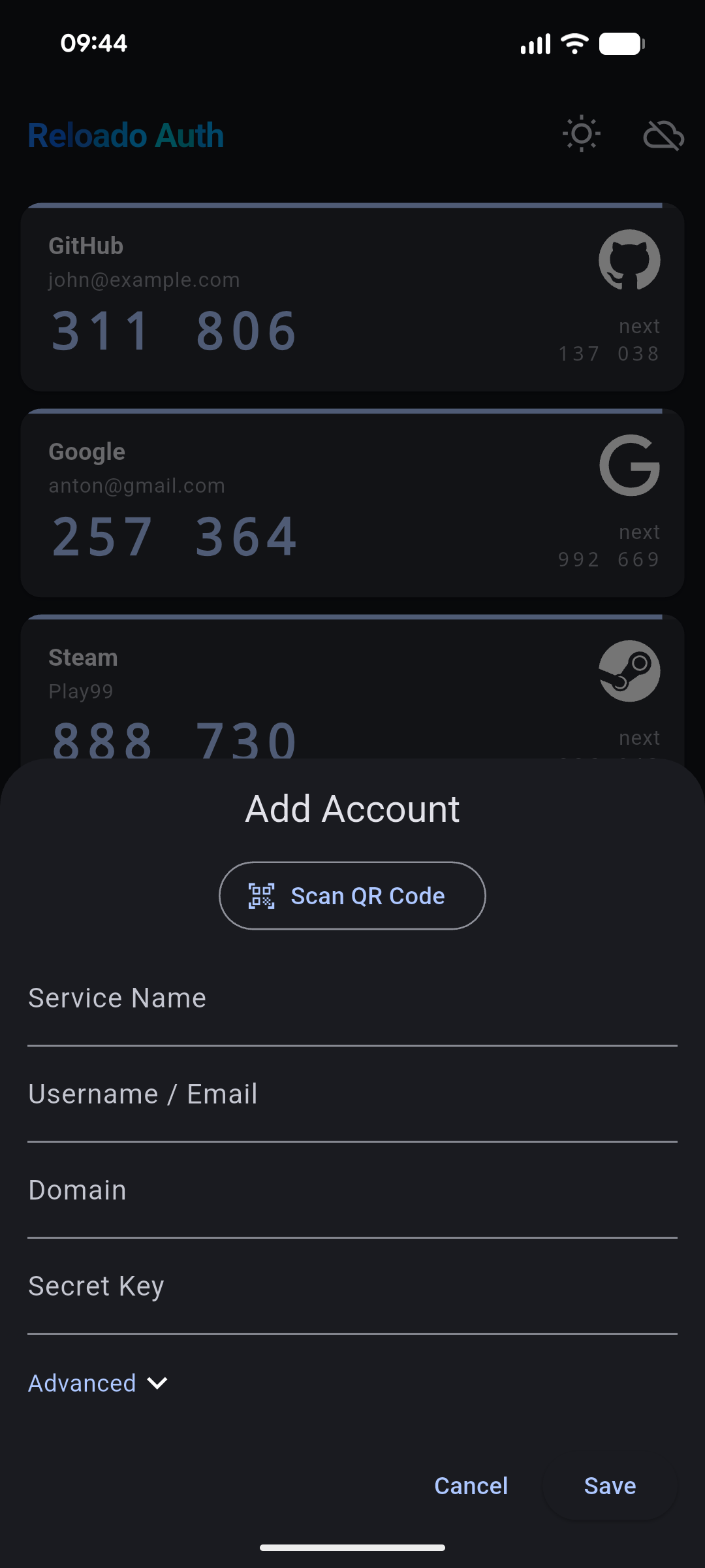 Screenshot of Reloado Auth - 2FA Authenticator
