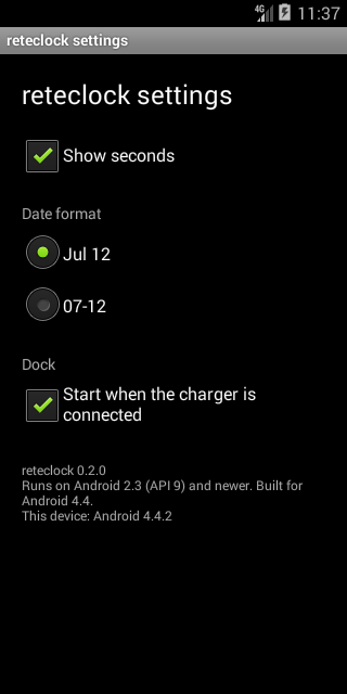 Screenshot of reteclock