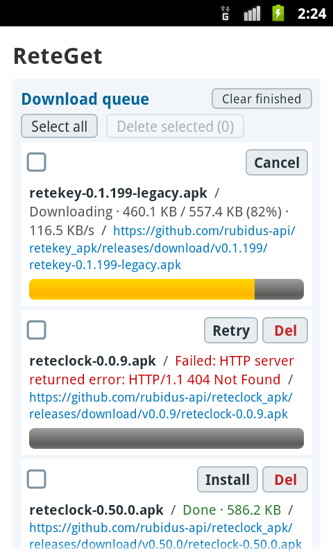 Screenshot of ReteGet