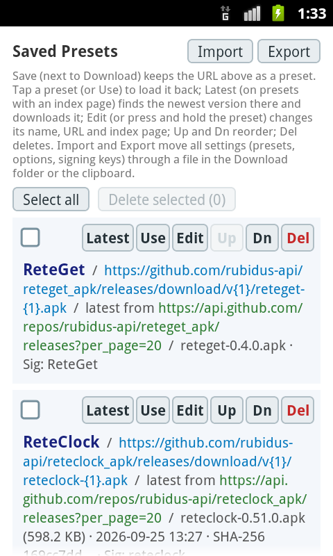 Screenshot of ReteGet