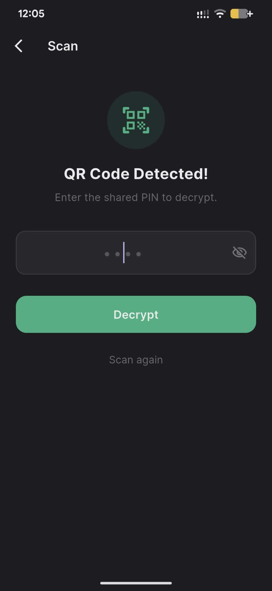 Screenshot of Secure QR Share