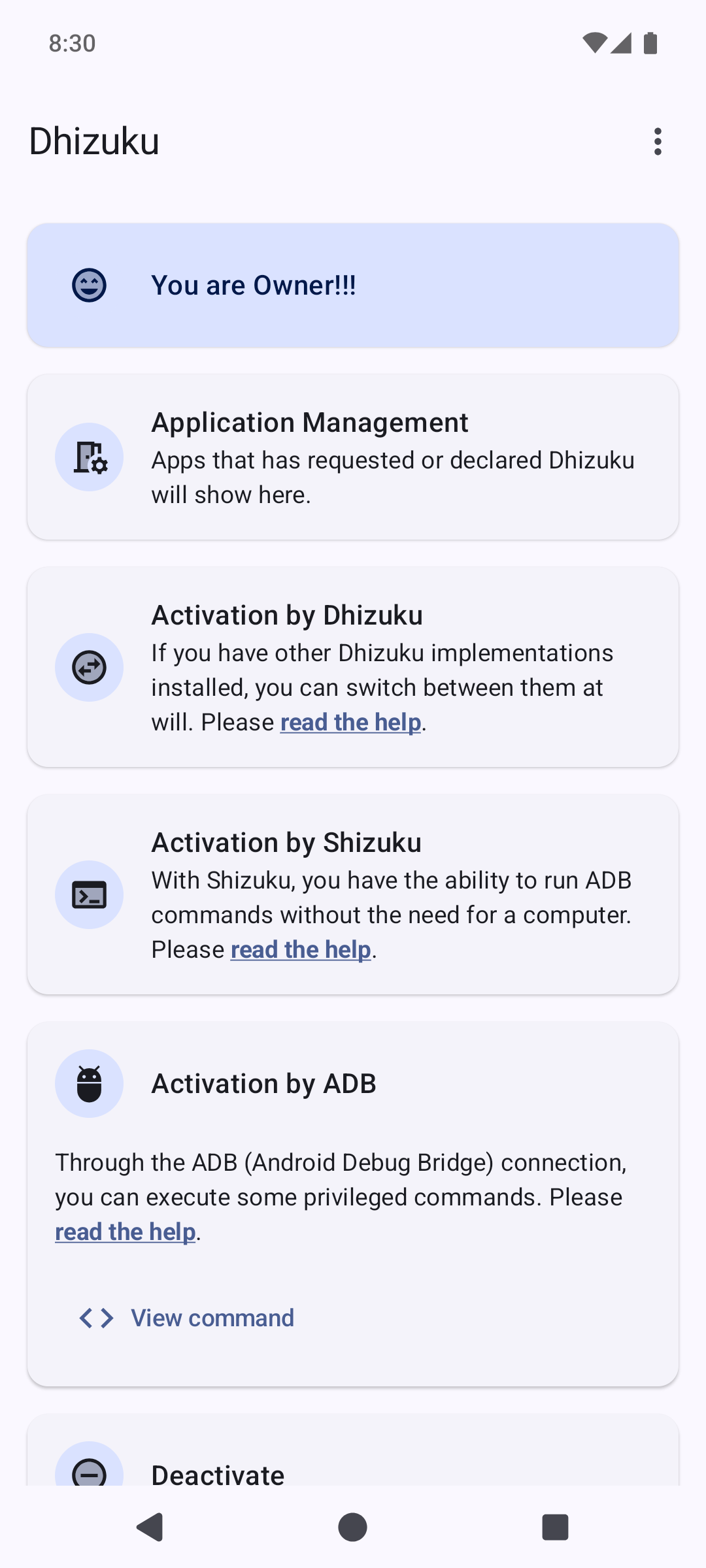 Screenshot of Dhizuku