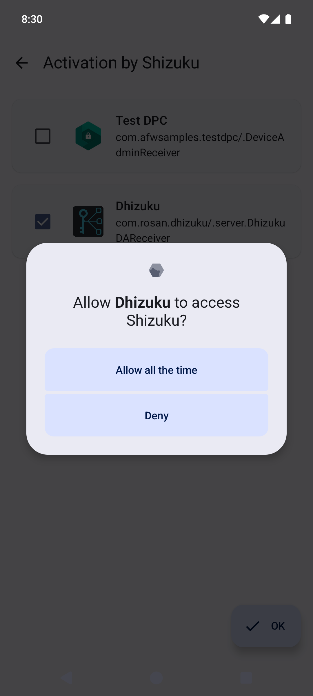 Screenshot of Dhizuku