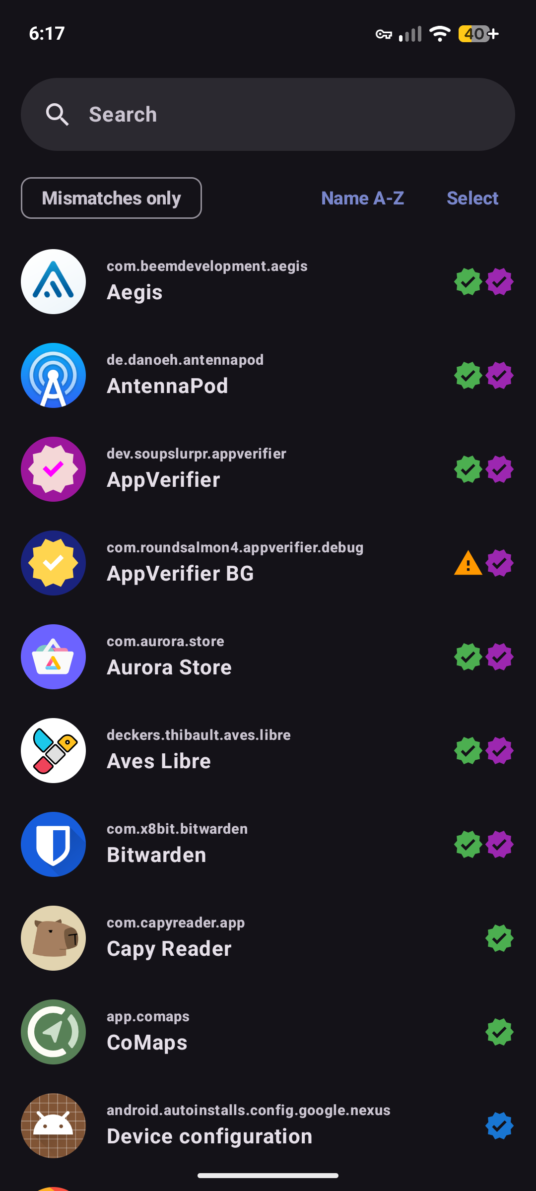 Screenshot of AppVerifier BG