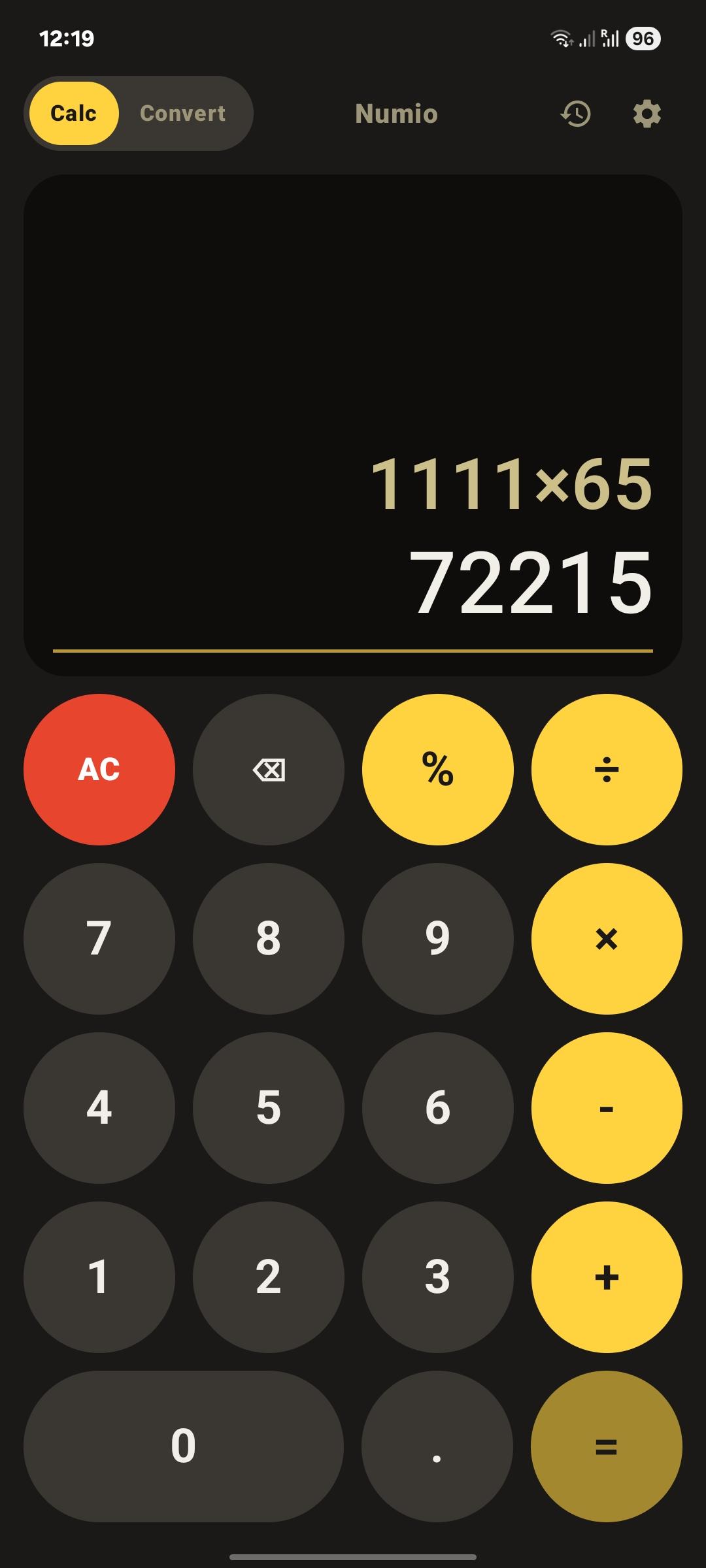 Screenshot of Numio Calculator