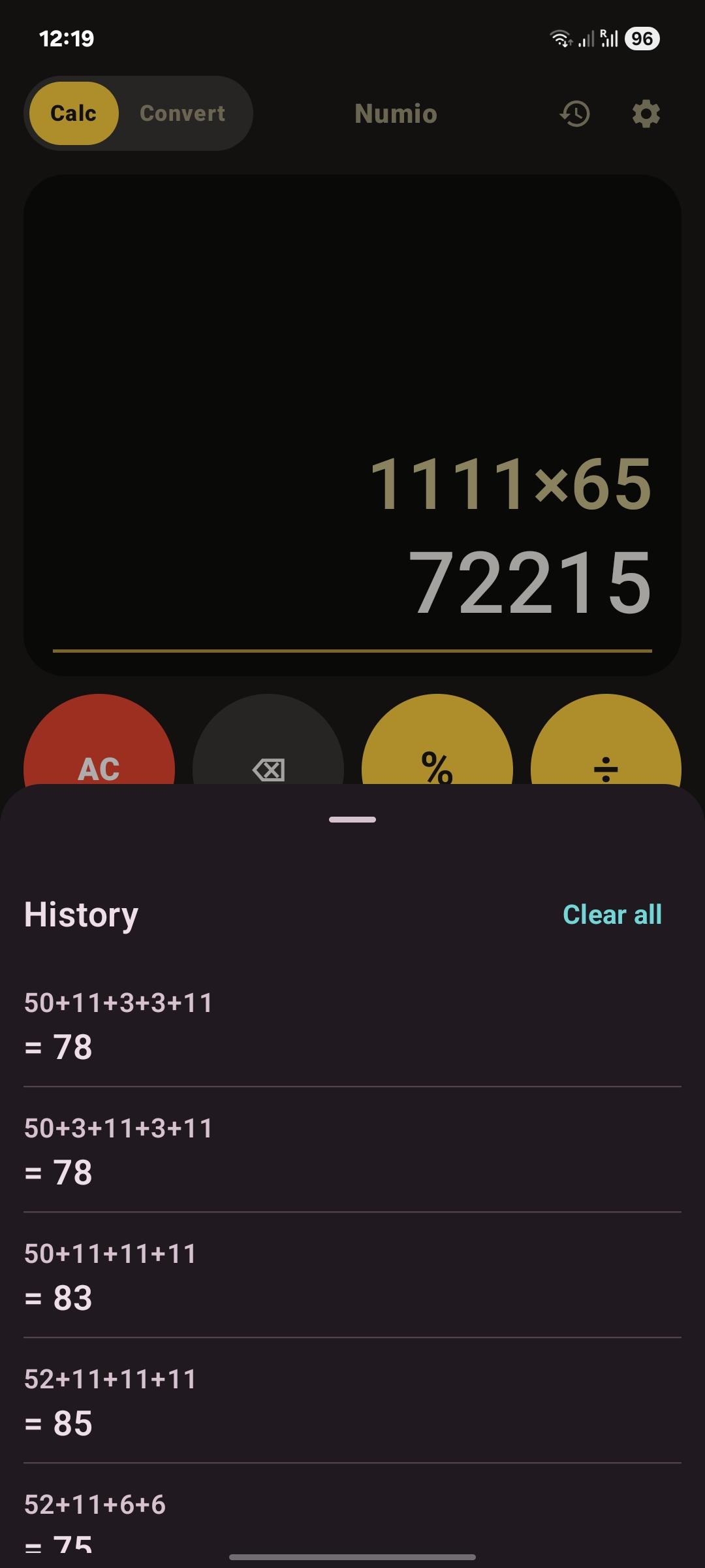 Screenshot of Numio Calculator