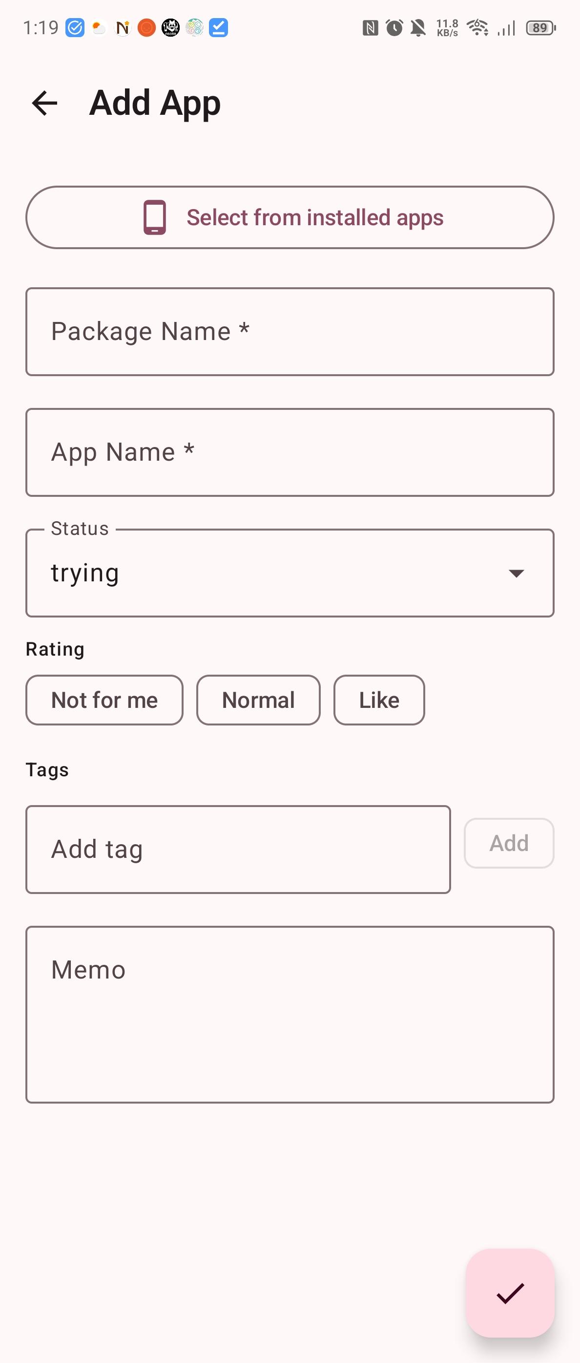 Screenshot of FoxAppMemo