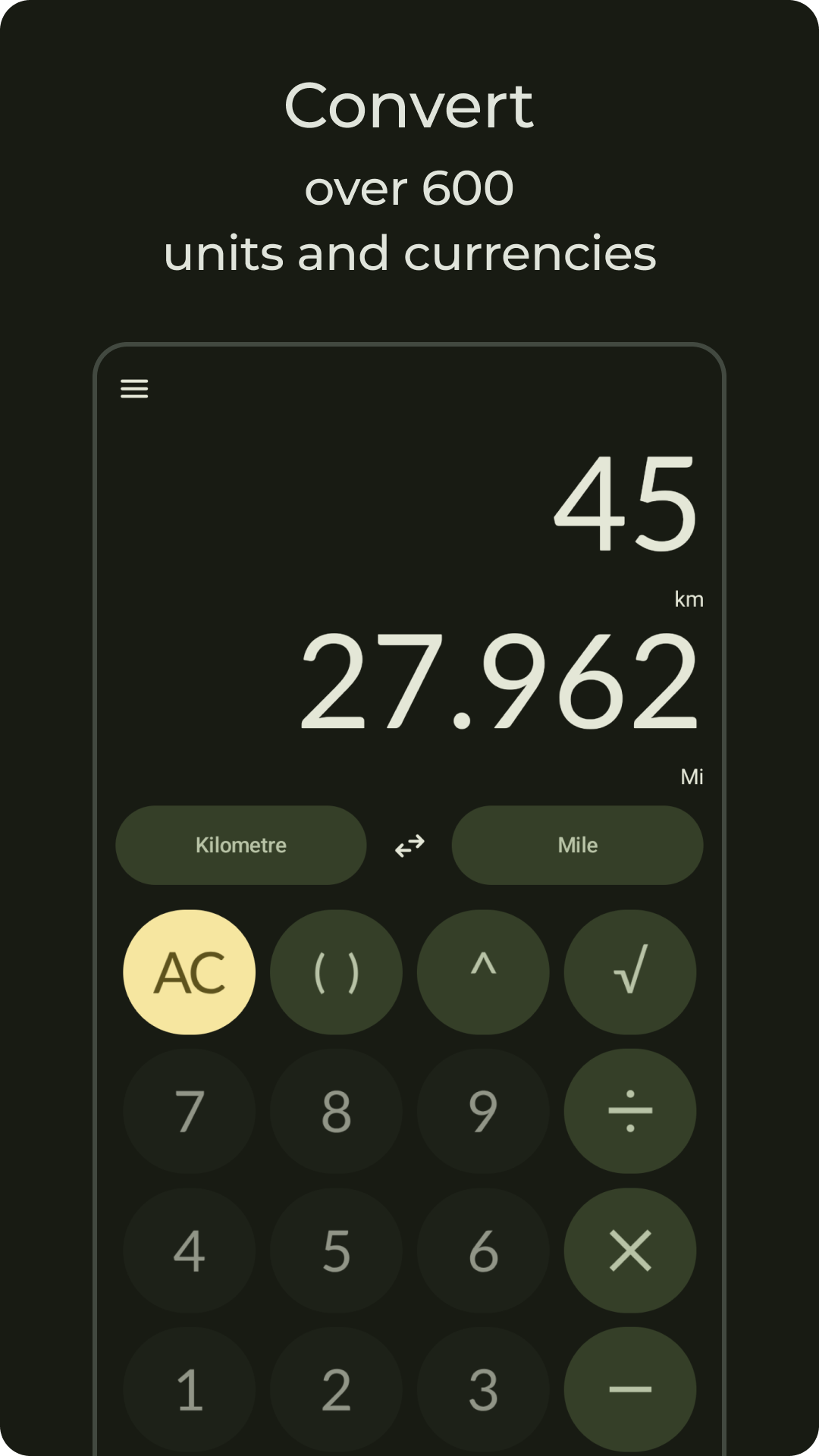 Screenshot of Unitto — calculator and unit converter