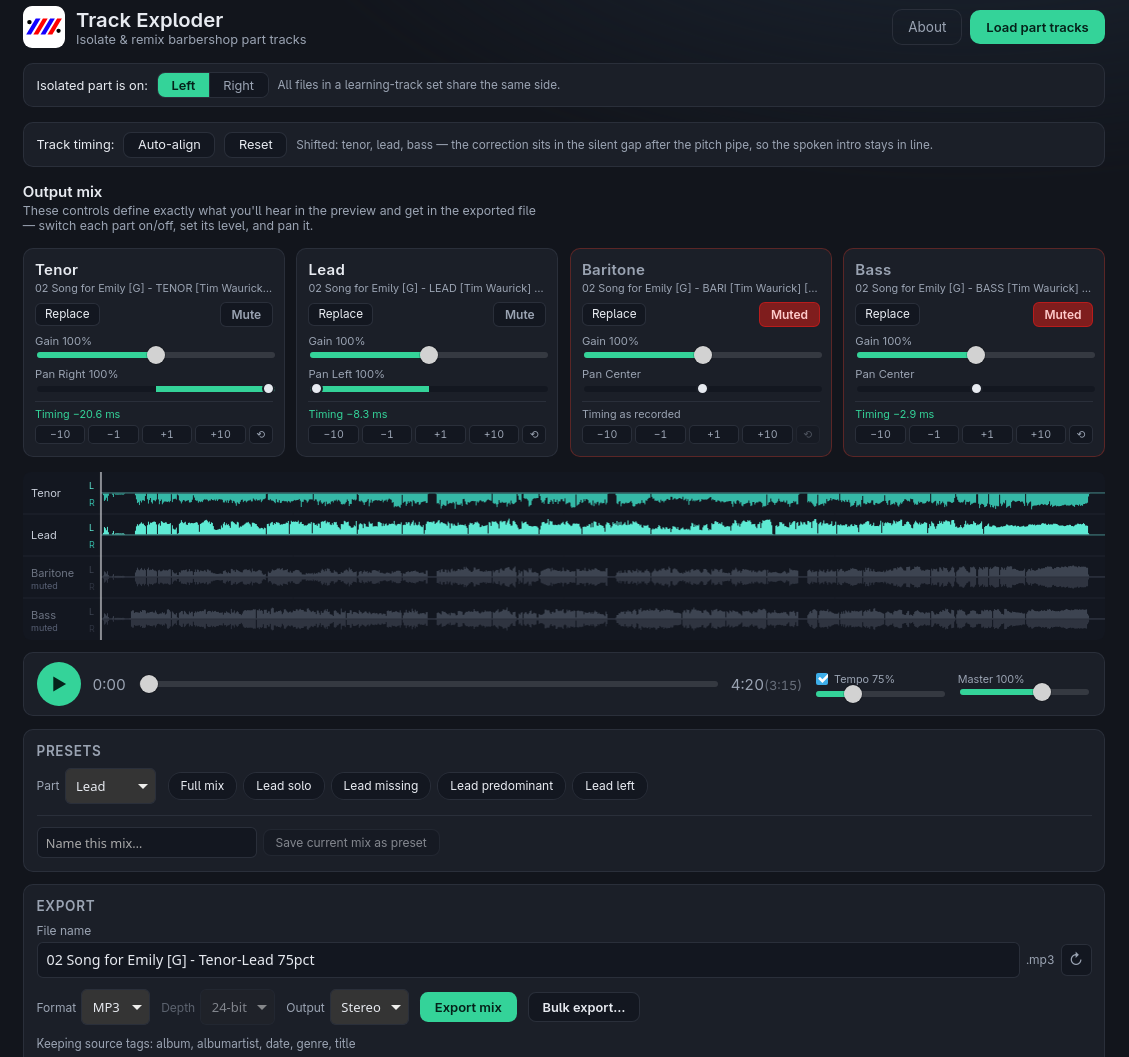 Screenshot of Track Exploder