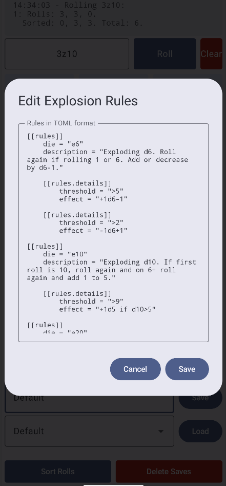 Screenshot of Noppa Dice Roller