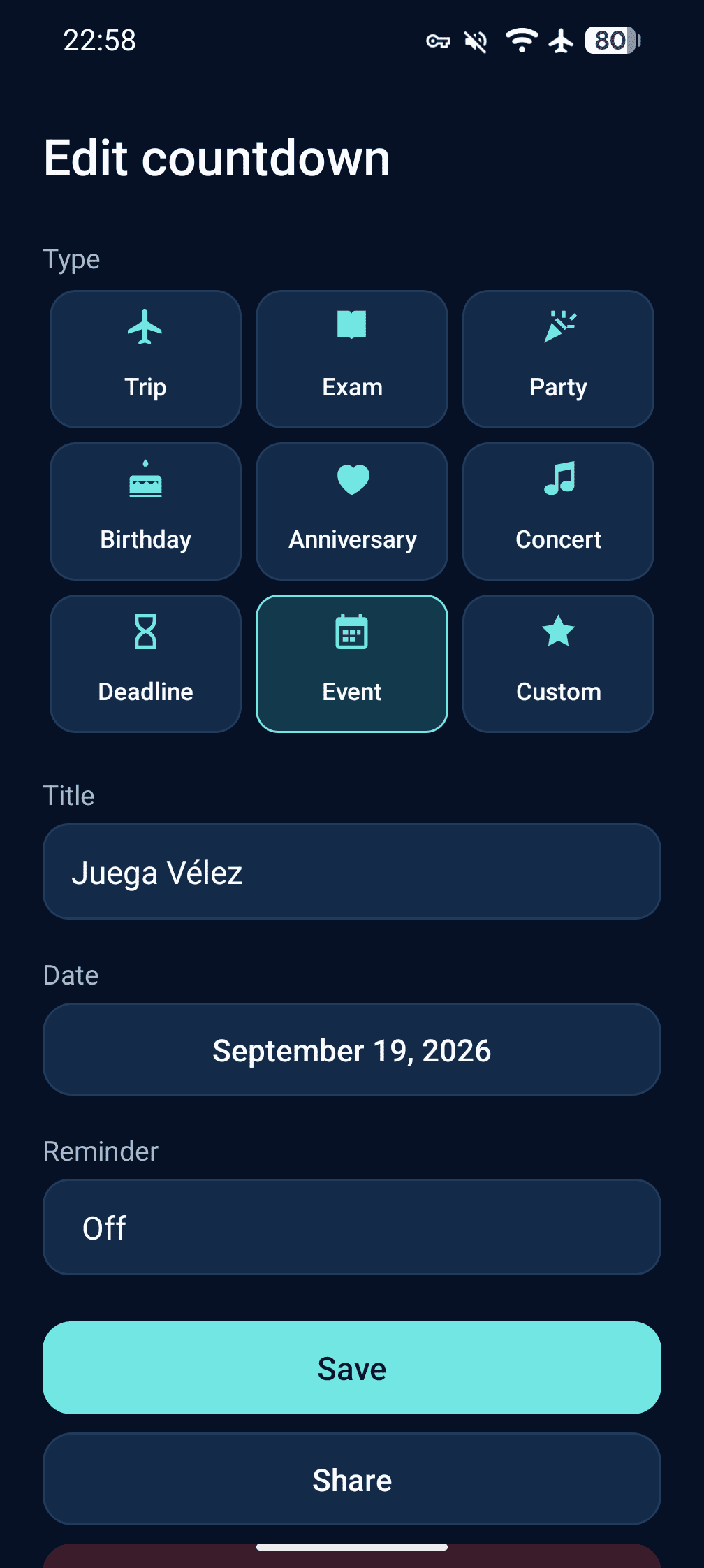 Screenshot of CountAway