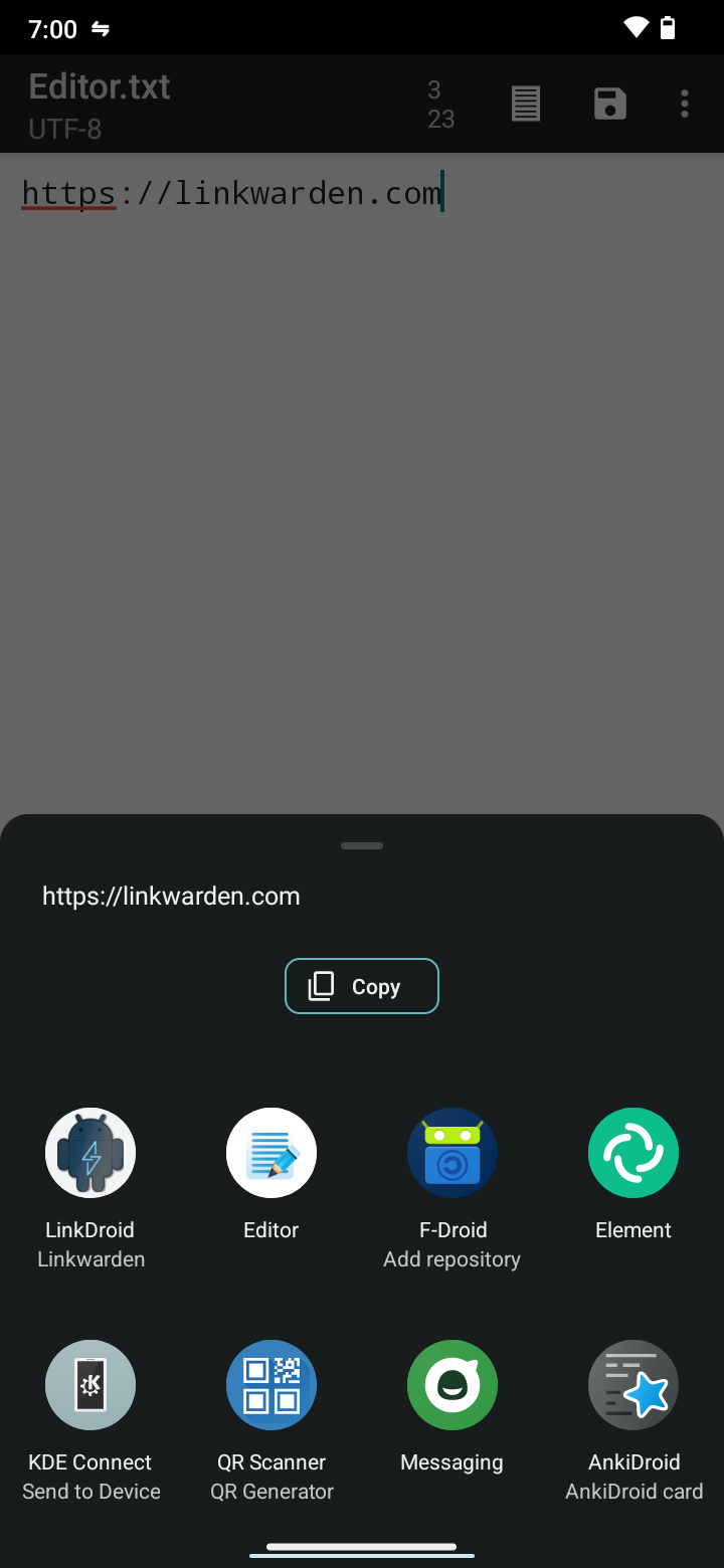 Screenshot of LinkDroid for Linkwarden