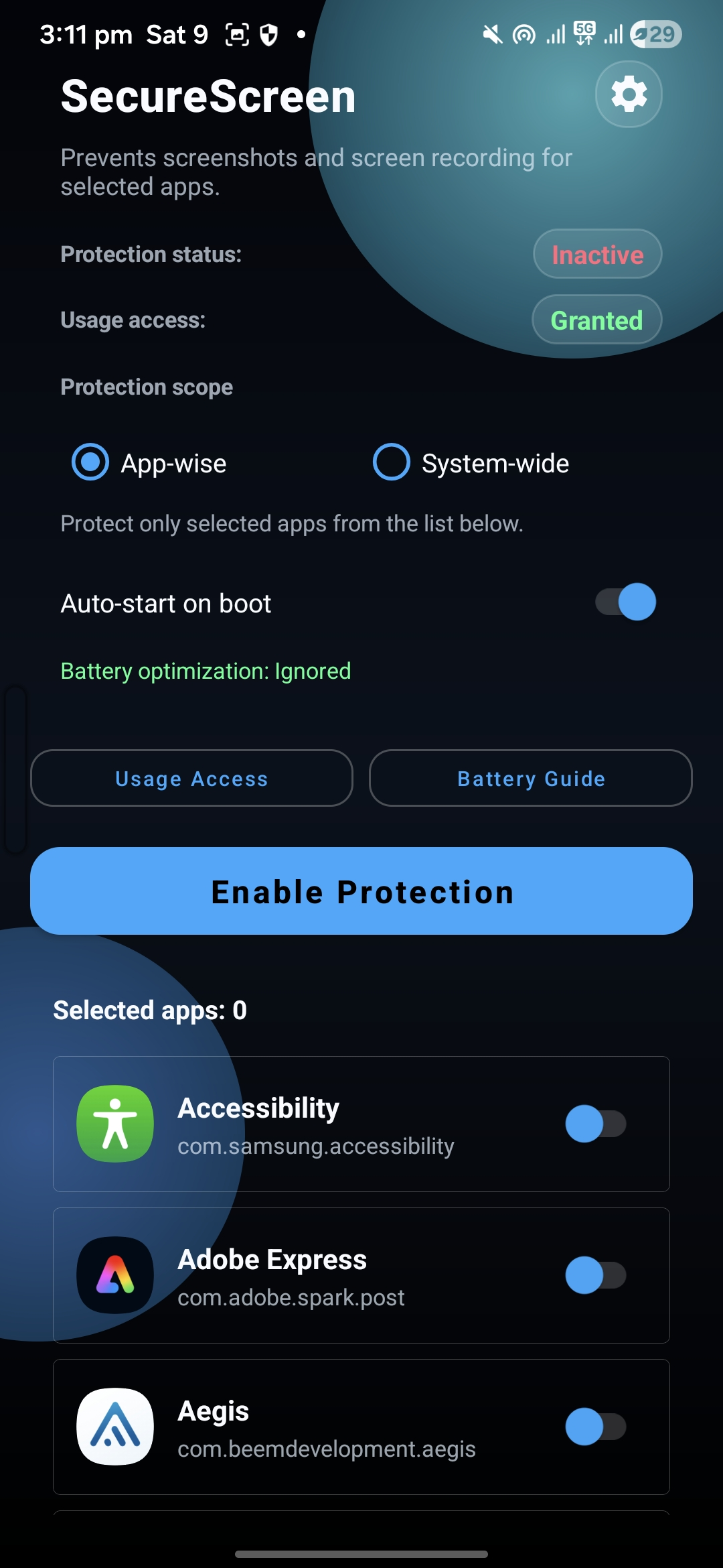 Screenshot of SecureScreen