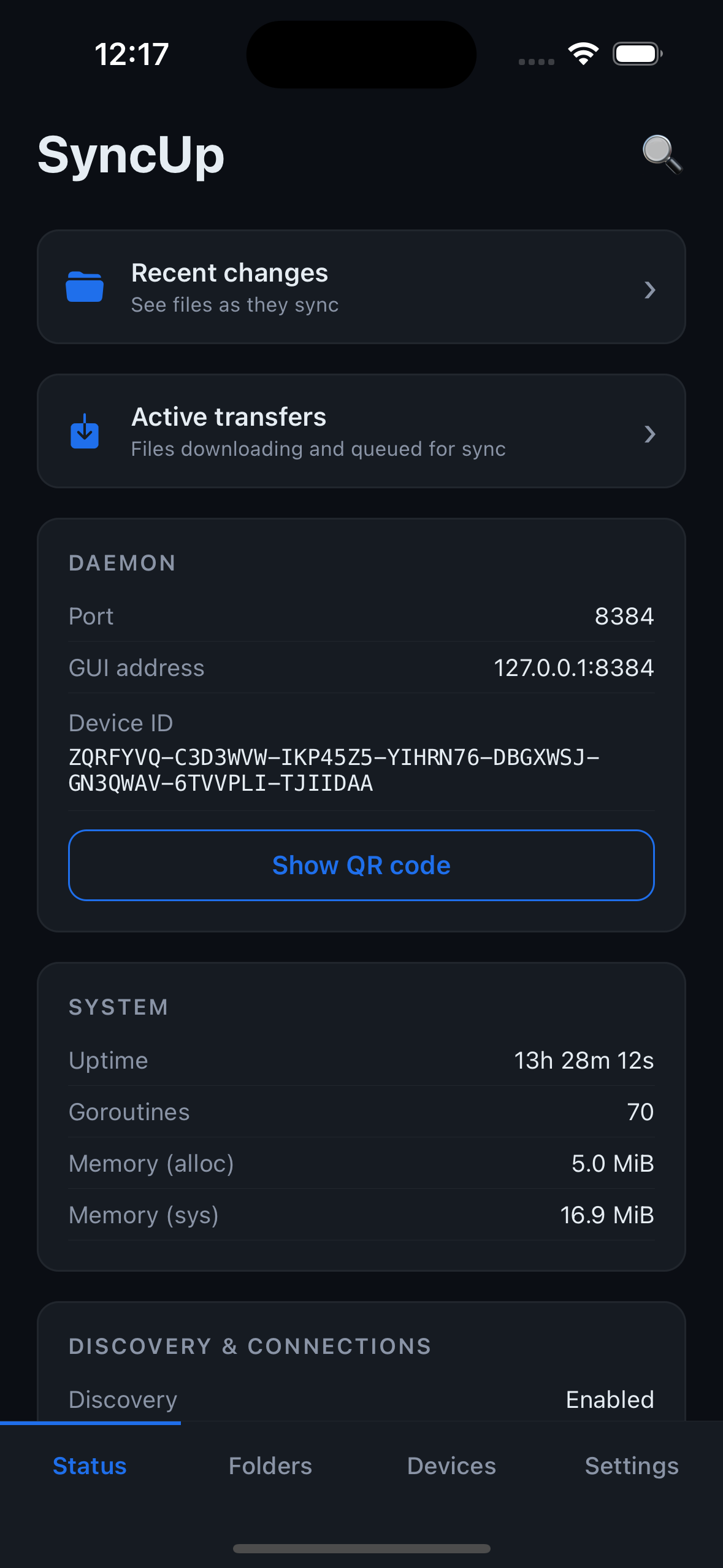 Screenshot of SyncUp