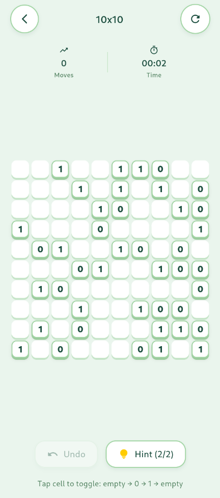 Screenshot of Binary Puzzle