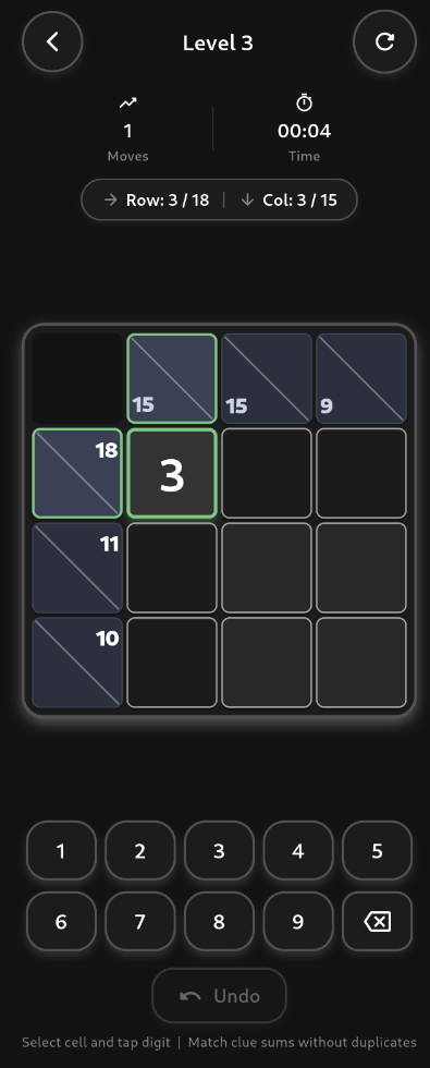 Screenshot of Kakuro