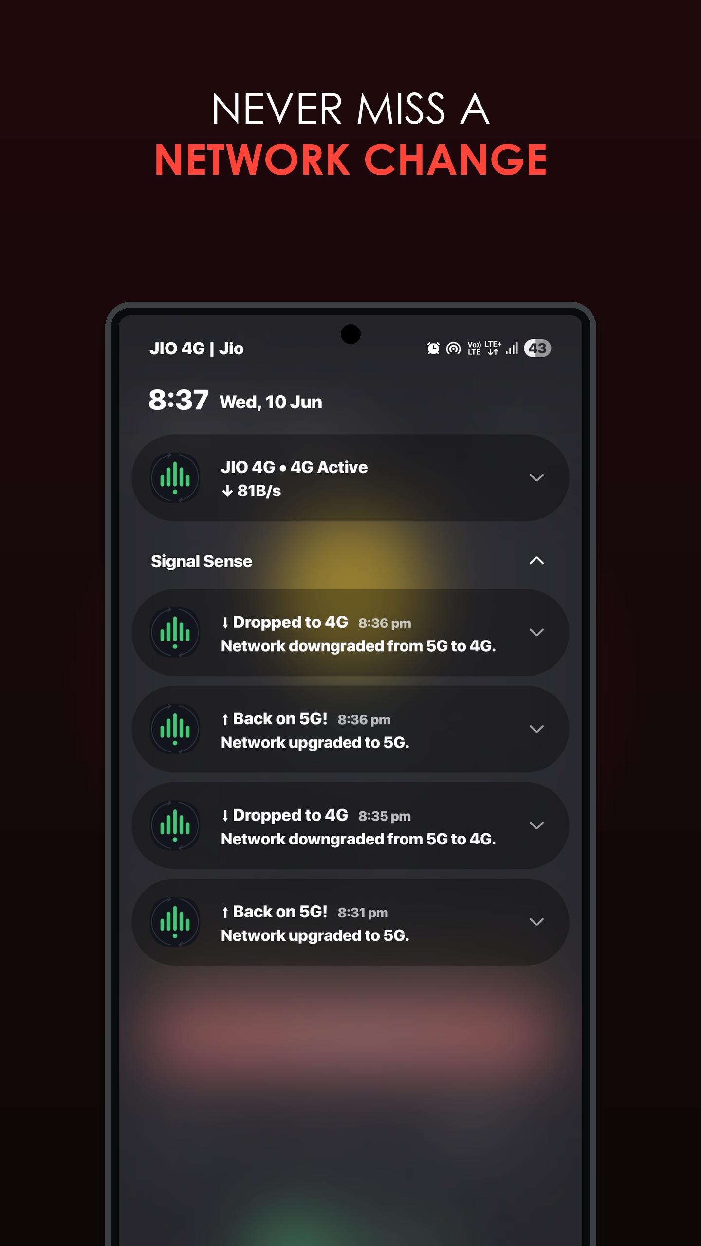 Screenshot of SignalSense – Network Switch Alerts