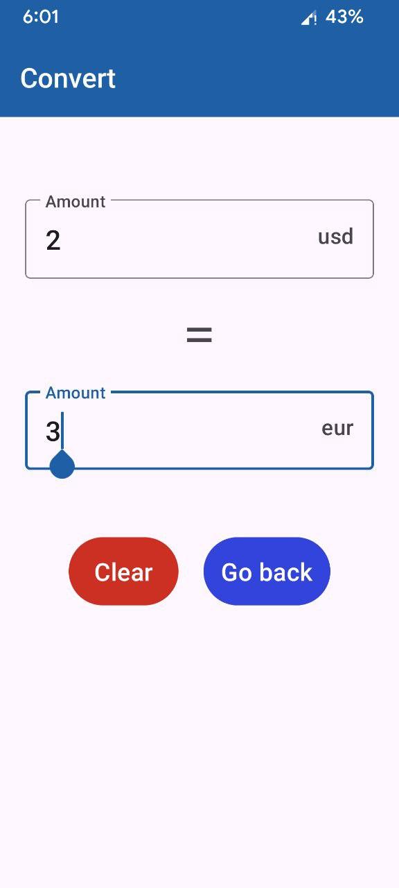 Screenshot of Minimal Currency Converter