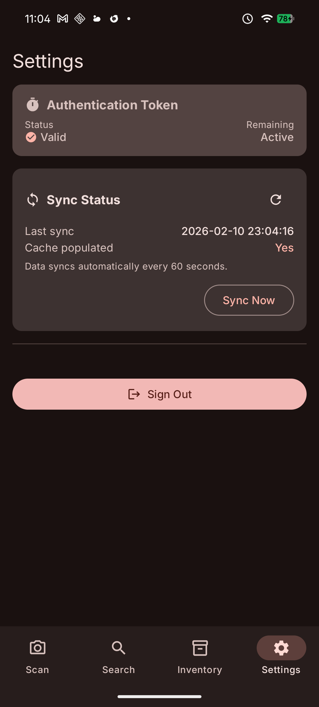Screenshot of warecache